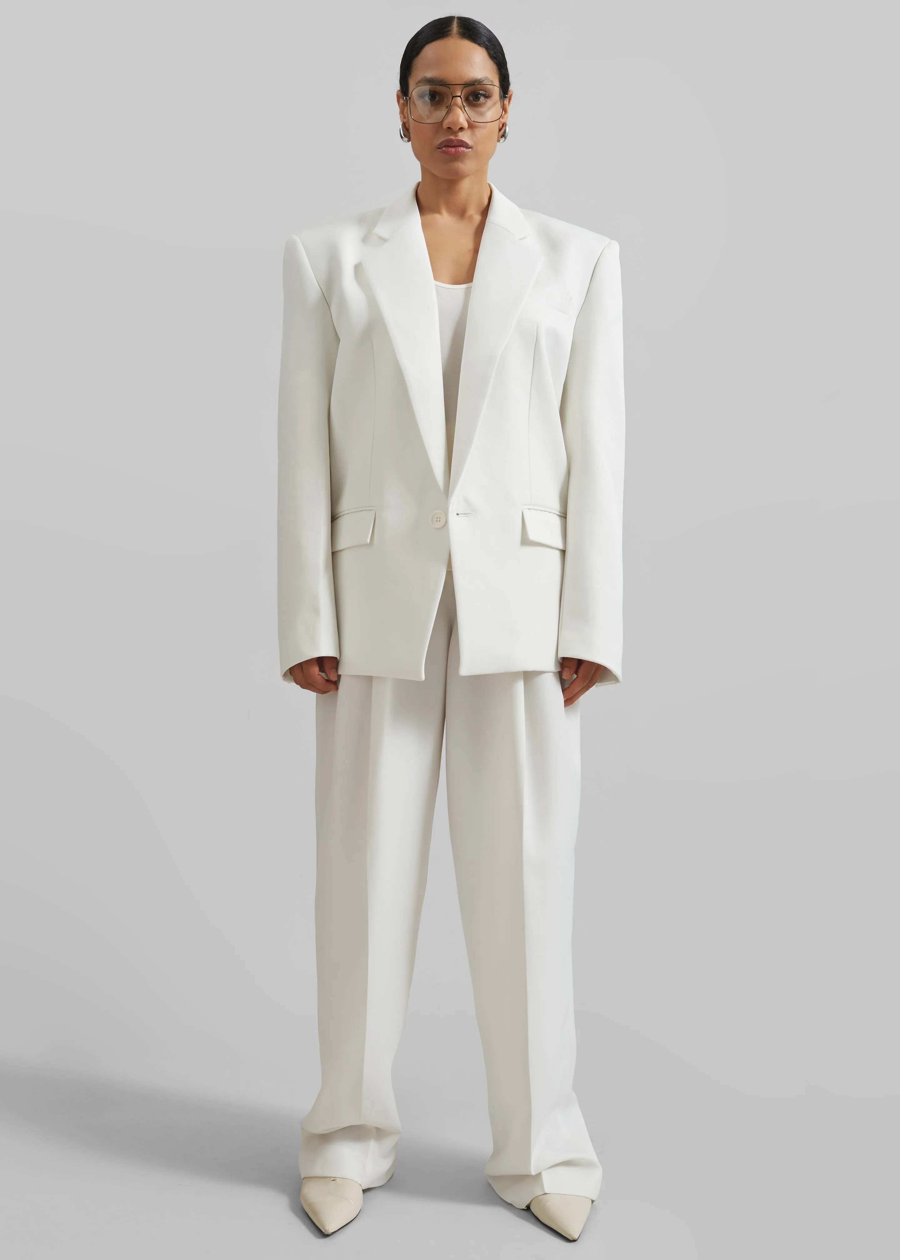 Gelso Pleated Twill Trousers - White sold by Frankie Shop product image thumbnail 3