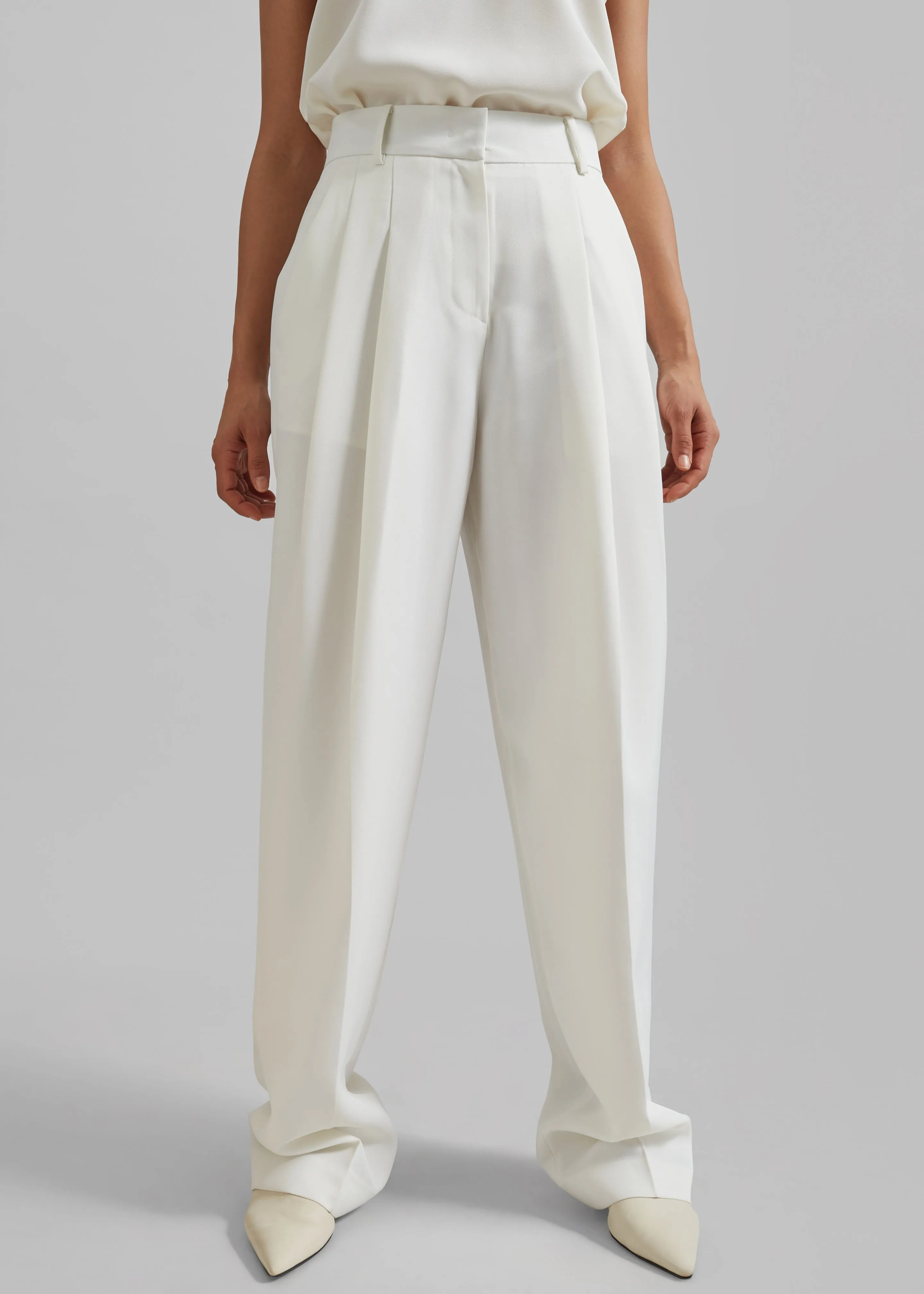 Gelso Pleated Twill Trousers - White sold by Frankie Shop