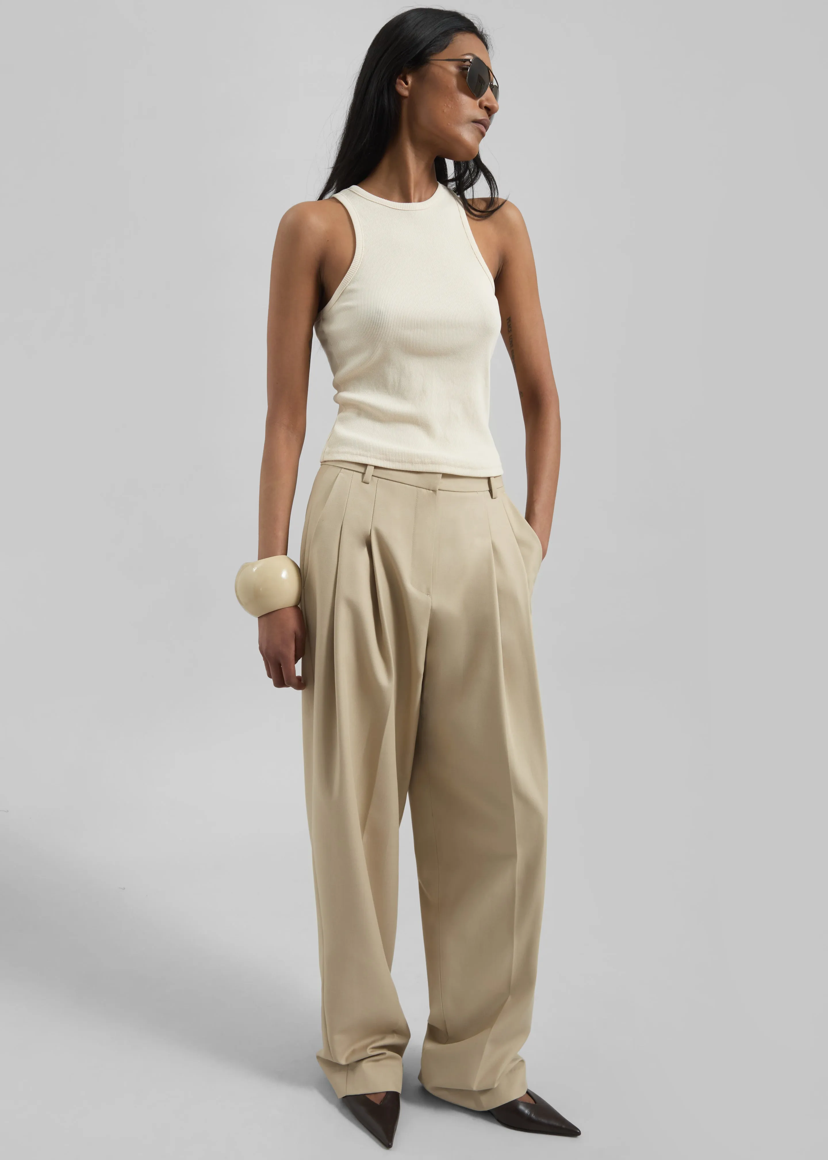 Gelso Pleated Twill Trousers - Beige sold by Frankie Shop product image thumbnail 4