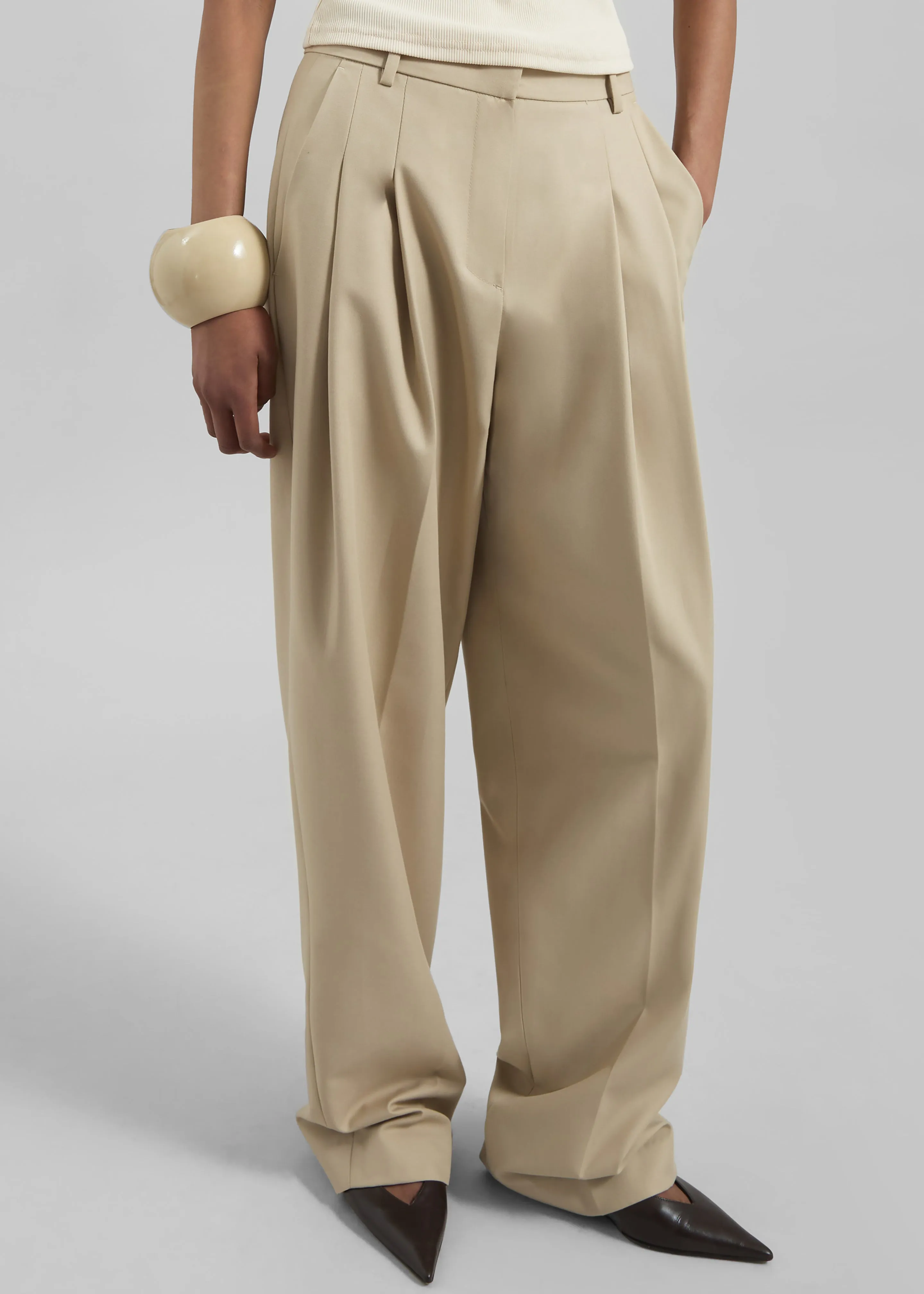Gelso Pleated Twill Trousers - Beige sold by Frankie Shop product image thumbnail 2