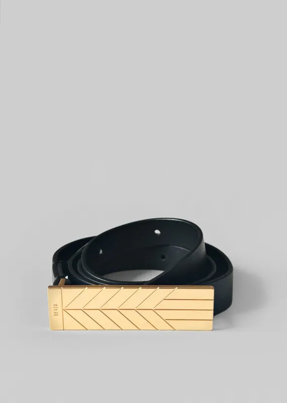 Bevza Belt With Spikelet Buckle - Black/Gold sold by Frankie Shop