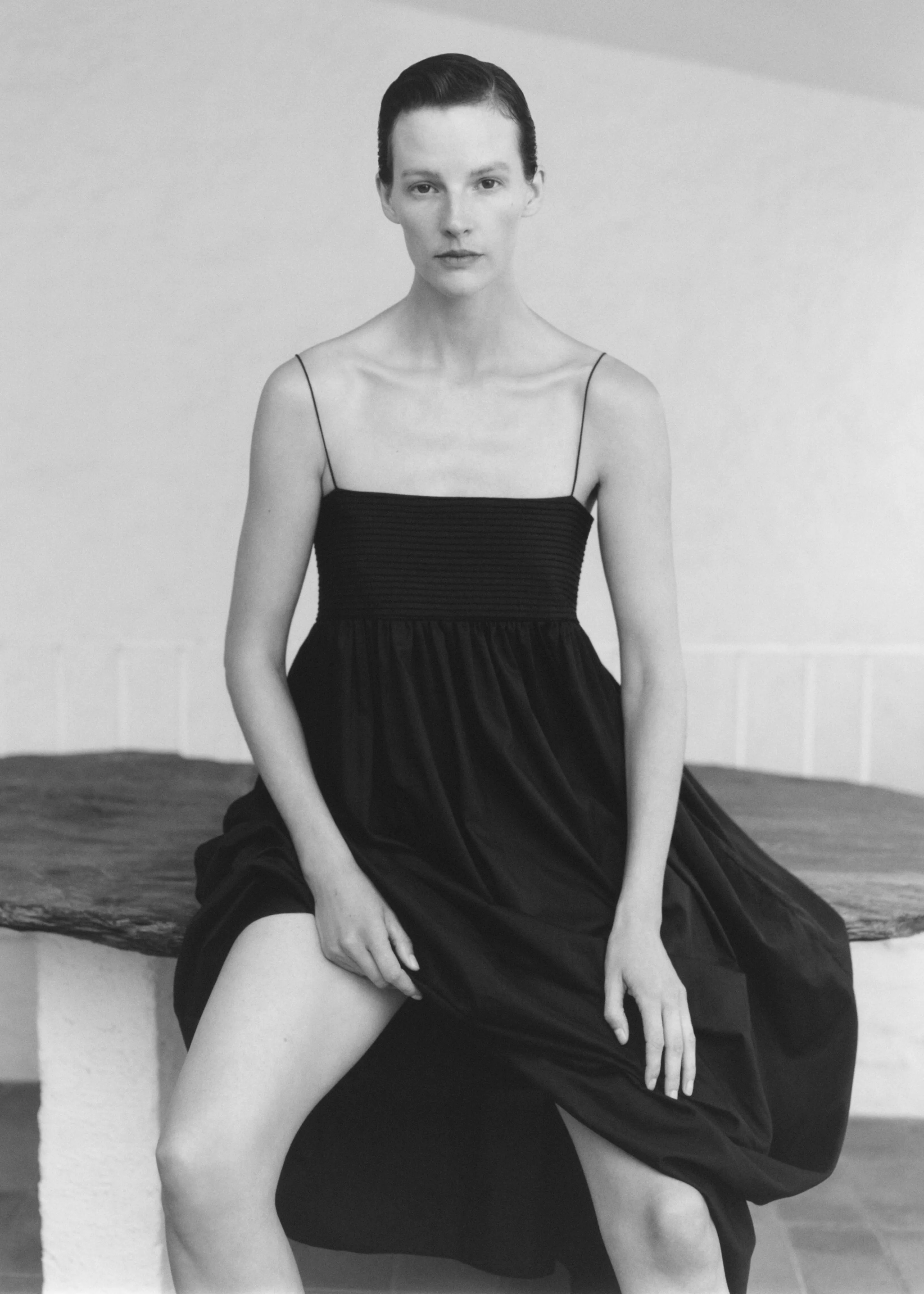 Matteau Empire Pintuck Bodice Dress - Black sold by Frankie Shop