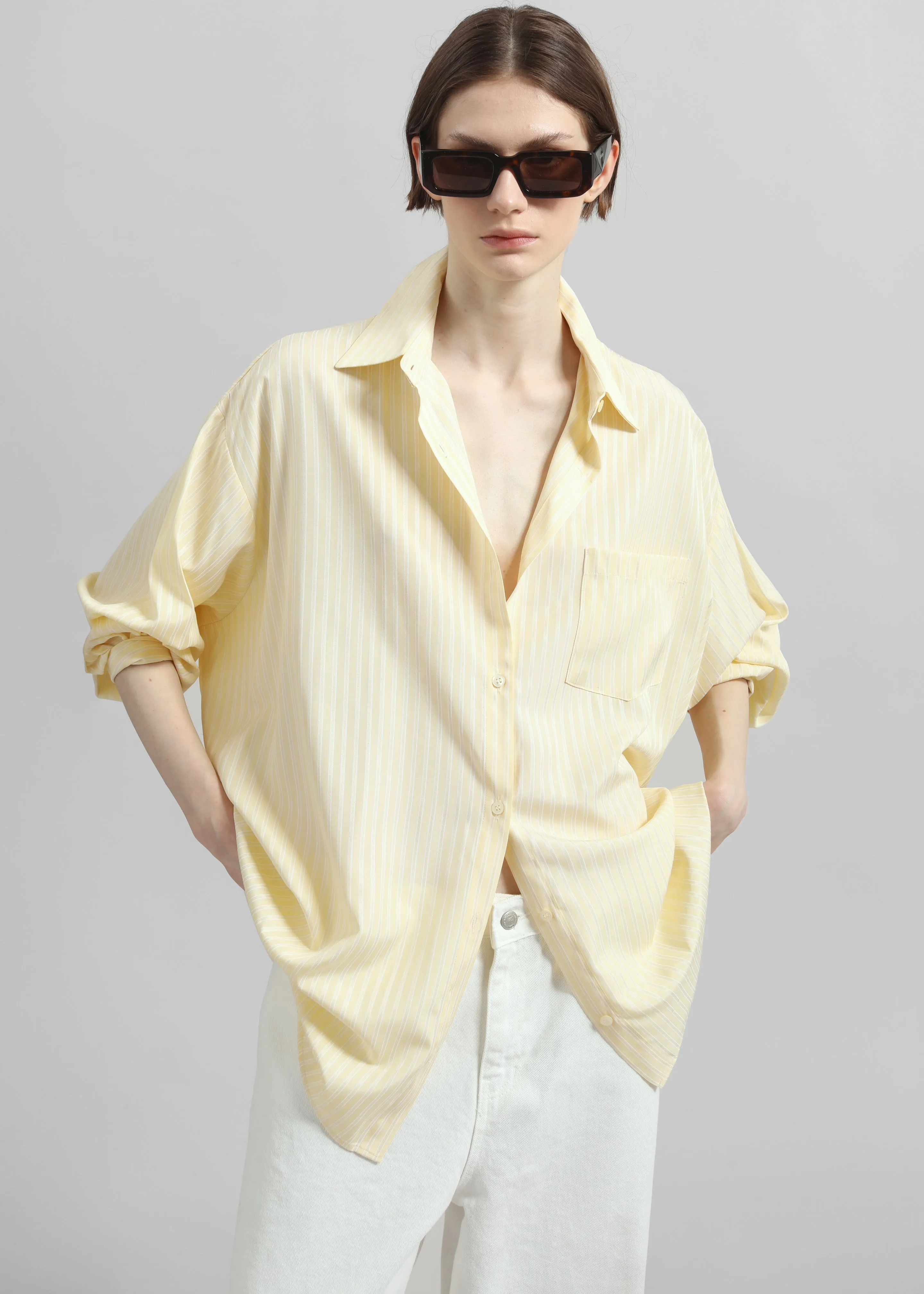 Sukma Striped Oversized Shirt - Pale Yellow sold by Frankie Shop