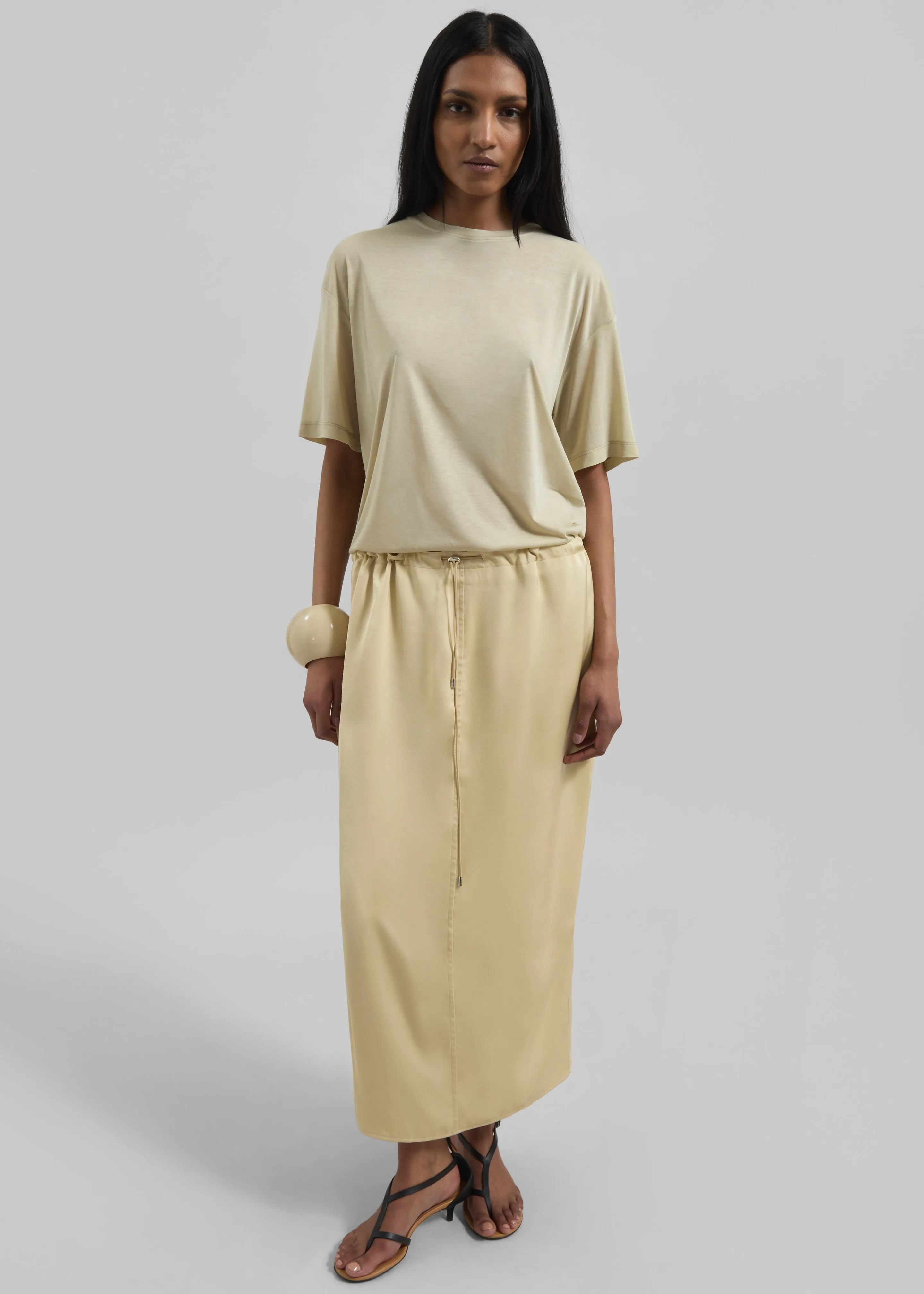 Elvas Satin Midi Skirt - Pale Yellow sold by Frankie Shop product image thumbnail 5