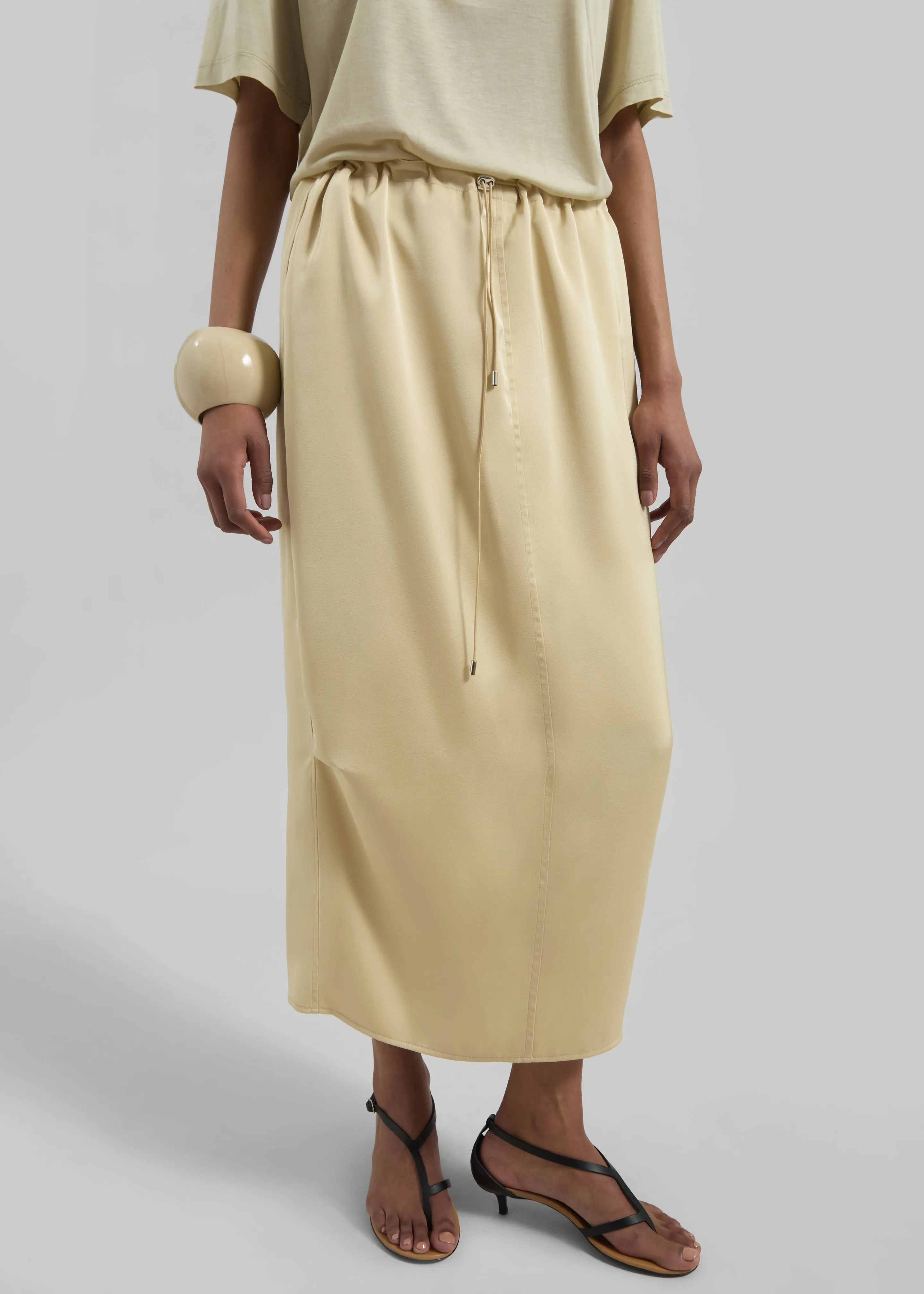 Elvas Satin Midi Skirt - Pale Yellow sold by Frankie Shop product image thumbnail 2