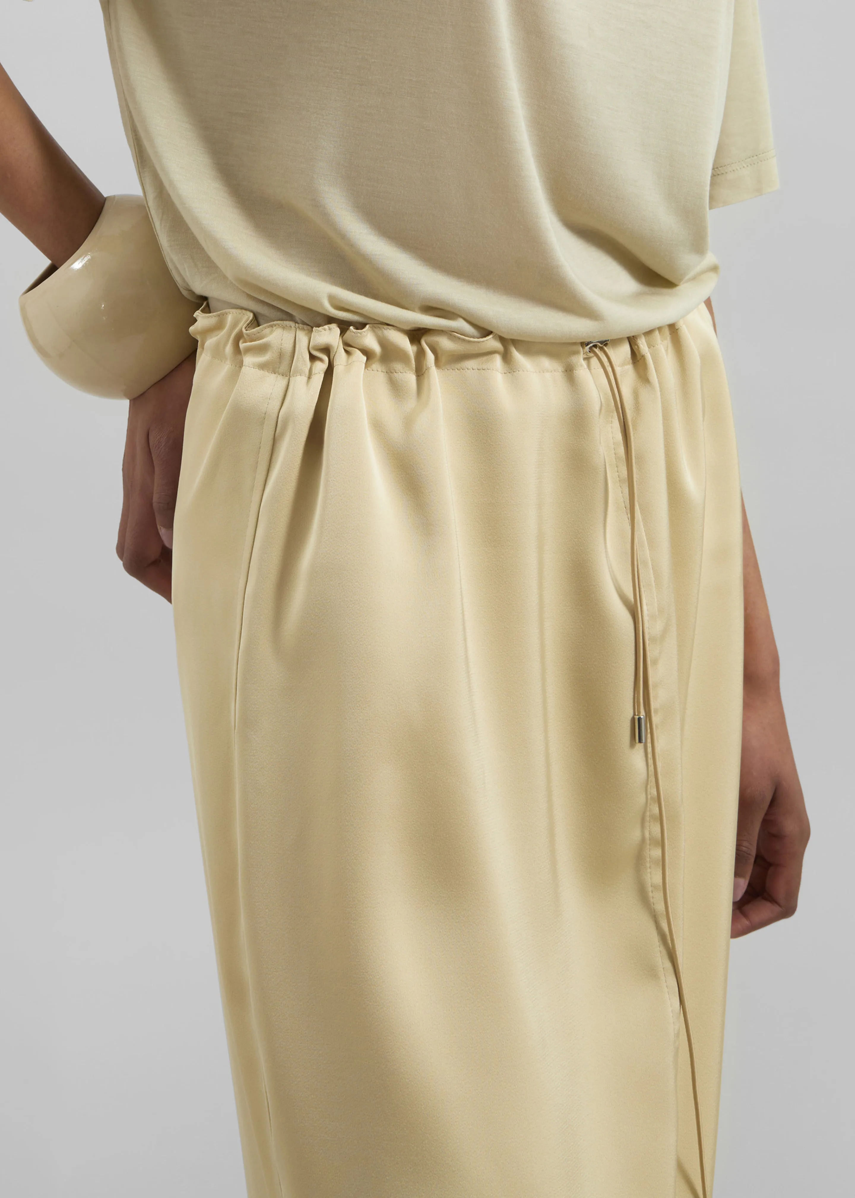 Elvas Satin Midi Skirt - Pale Yellow sold by Frankie Shop product image thumbnail 3