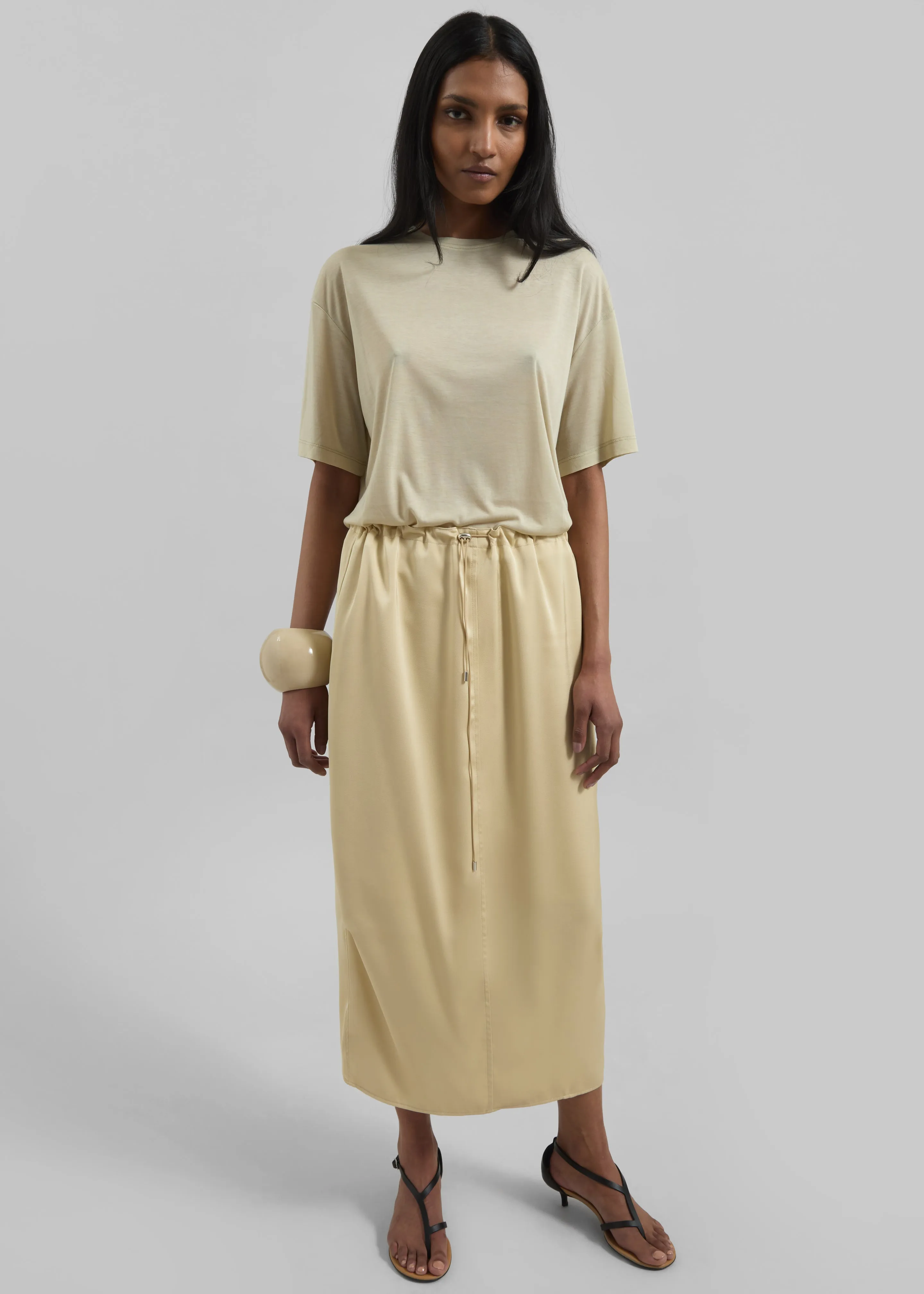 Elvas Satin Midi Skirt - Pale Yellow sold by Frankie Shop product image thumbnail 4