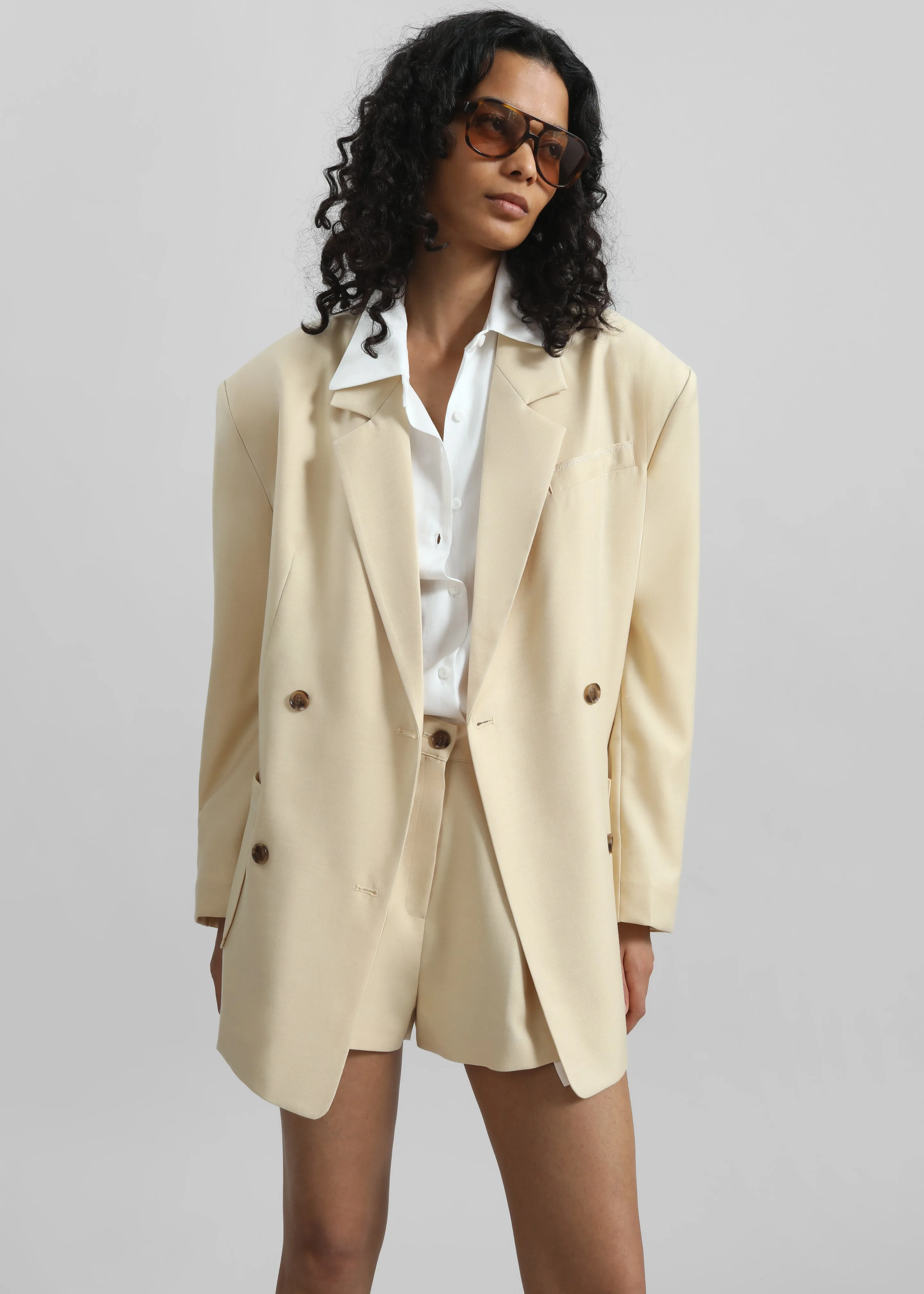 Juvay Double Breasted Blazer - Pale Yellow sold by Frankie Shop product image thumbnail 2