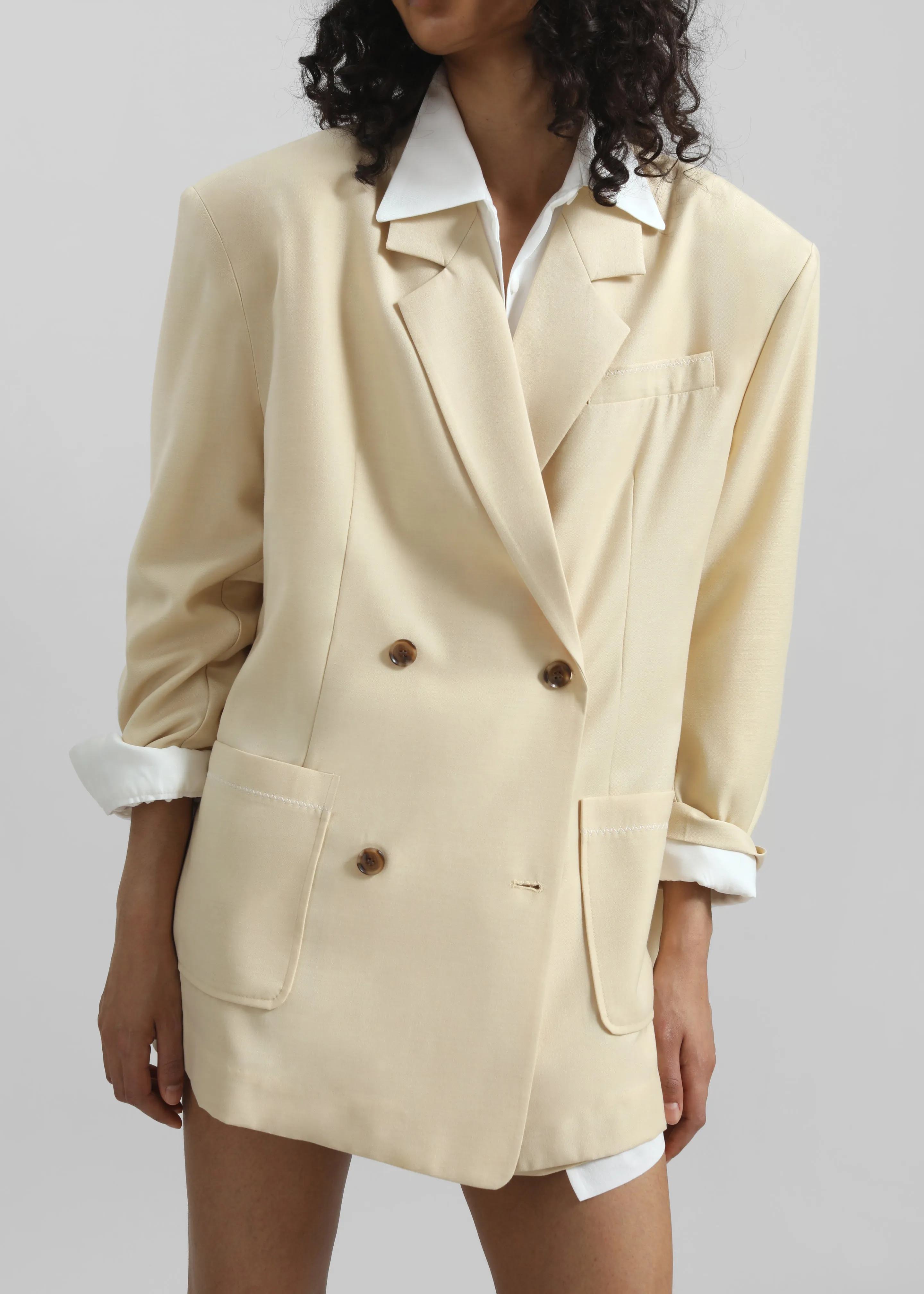 Juvay Double Breasted Blazer - Pale Yellow sold by Frankie Shop product image thumbnail 4