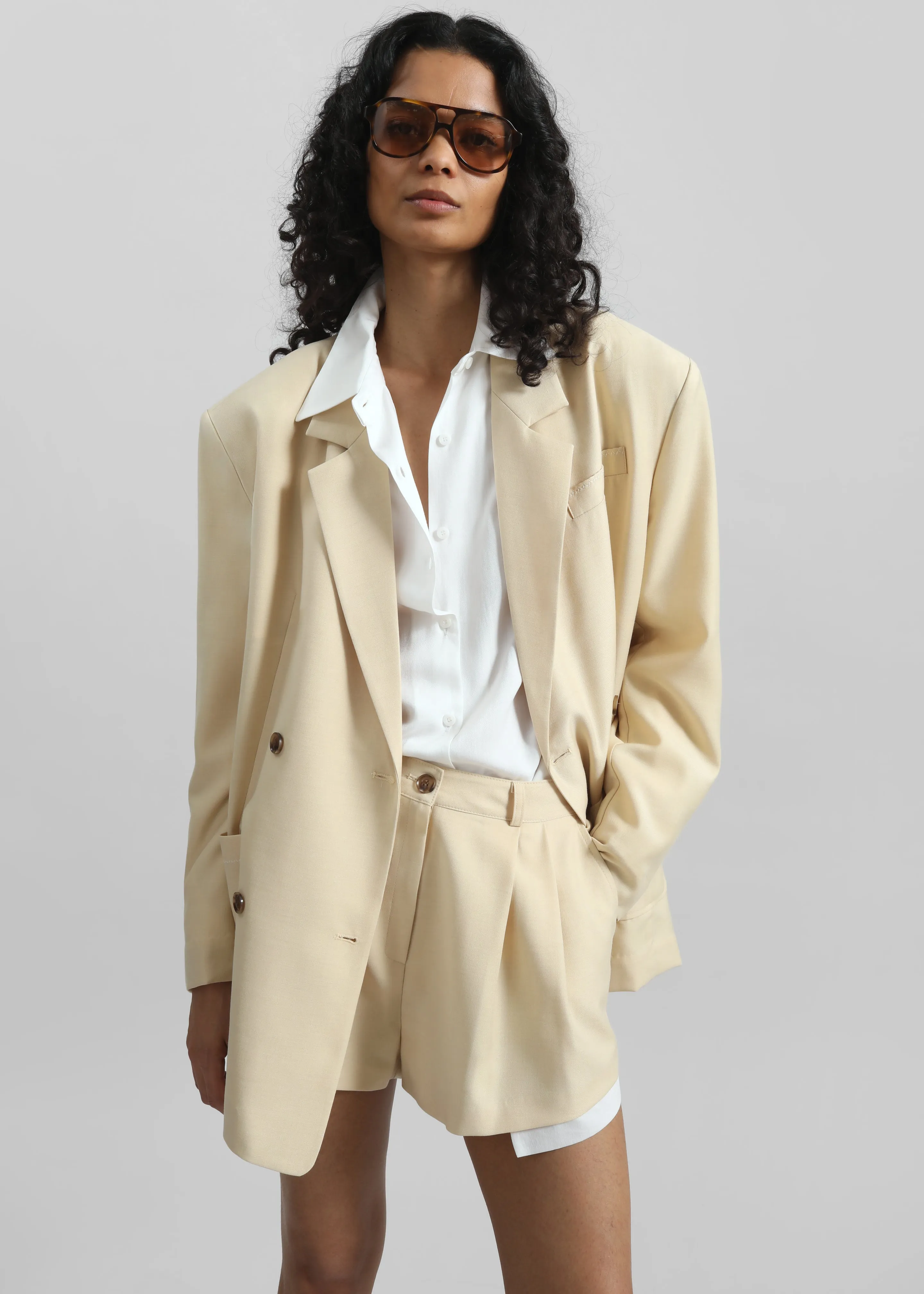 Juvay Double Breasted Blazer - Pale Yellow sold by Frankie Shop product image thumbnail 5