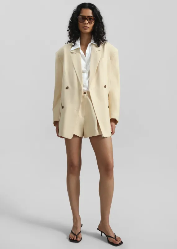 Juvay Double Breasted Blazer - Pale Yellow made by Frankie Shop