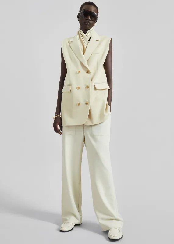 Daven Sleeveless Scarf Blazer - Cement sold by Frankie Shop