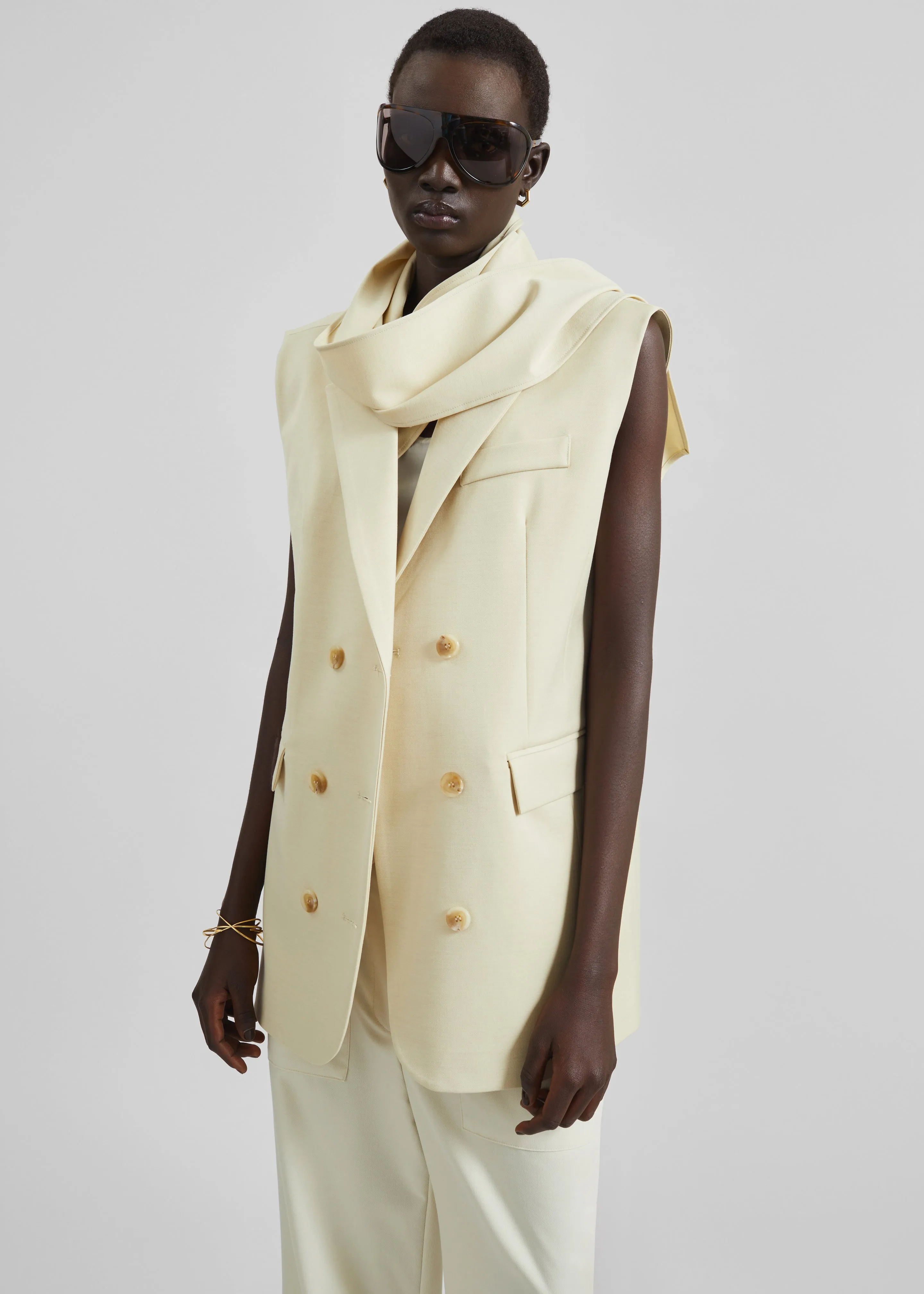 Daven Sleeveless Scarf Blazer - Cement sold by Frankie Shop product image thumbnail 2