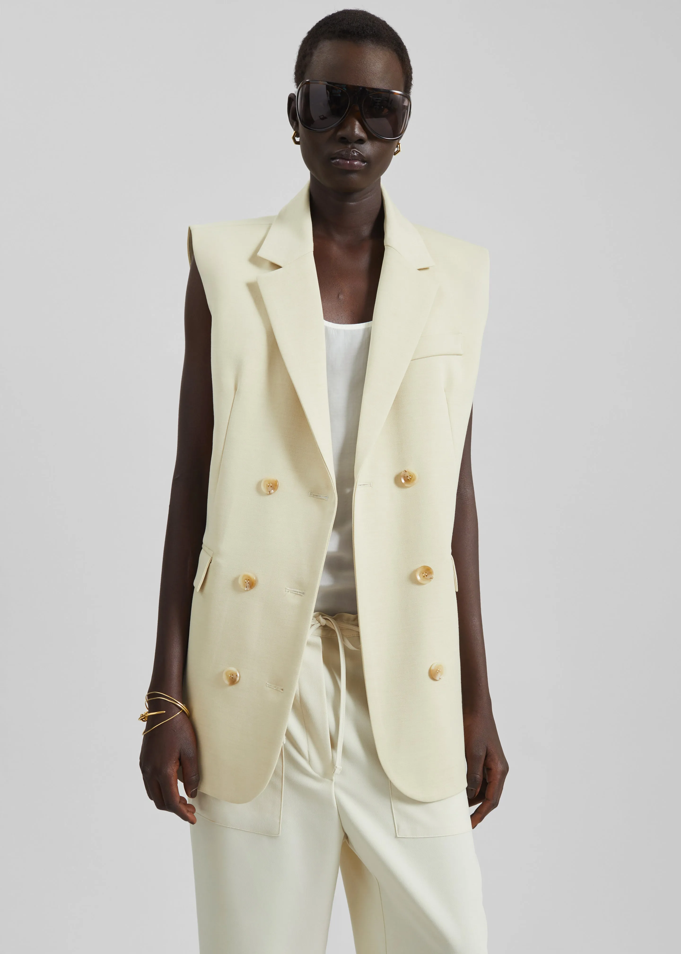 Daven Sleeveless Scarf Blazer - Cement sold by Frankie Shop product image thumbnail 3