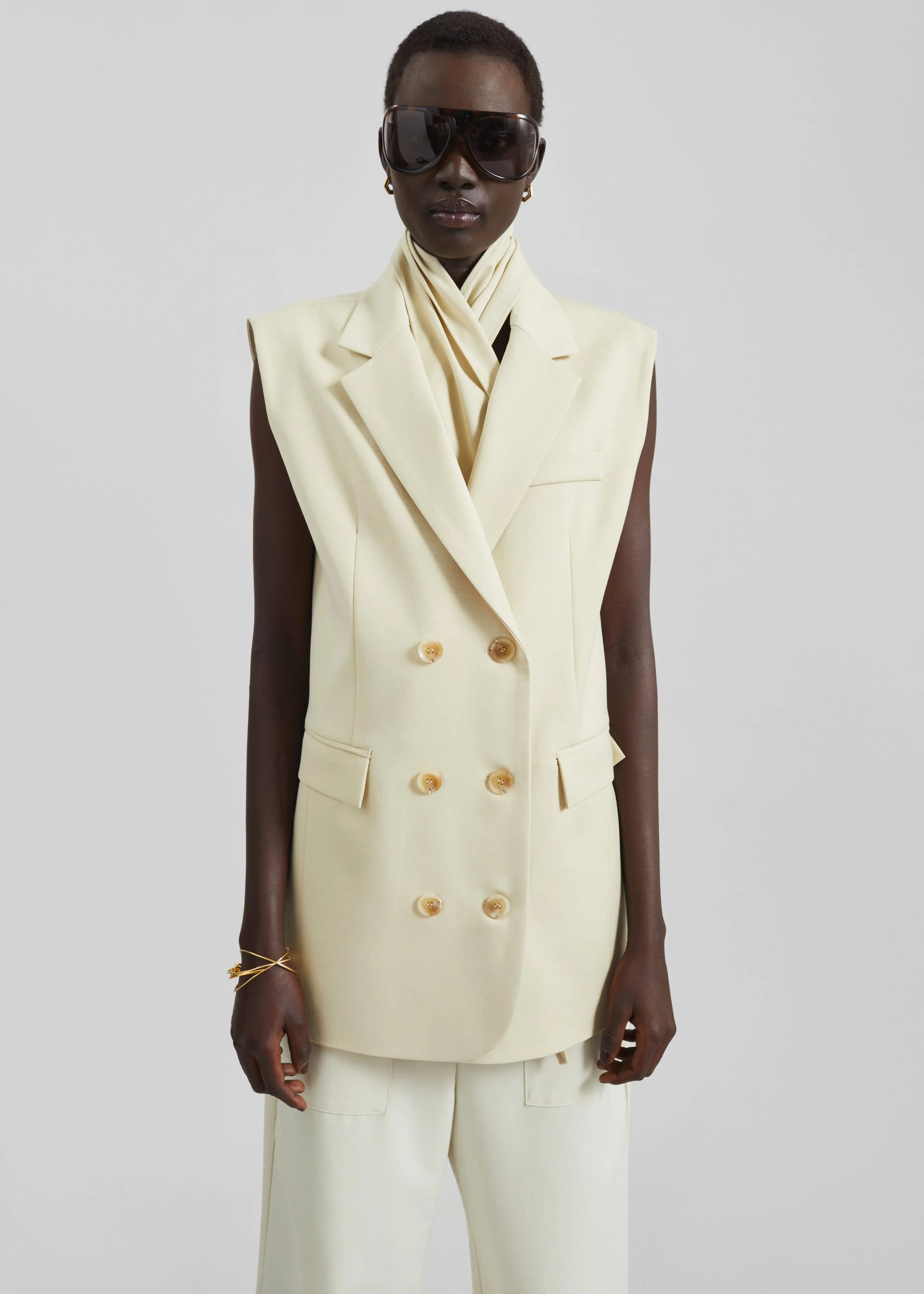 Daven Sleeveless Scarf Blazer - Cement sold by Frankie Shop product image thumbnail 4