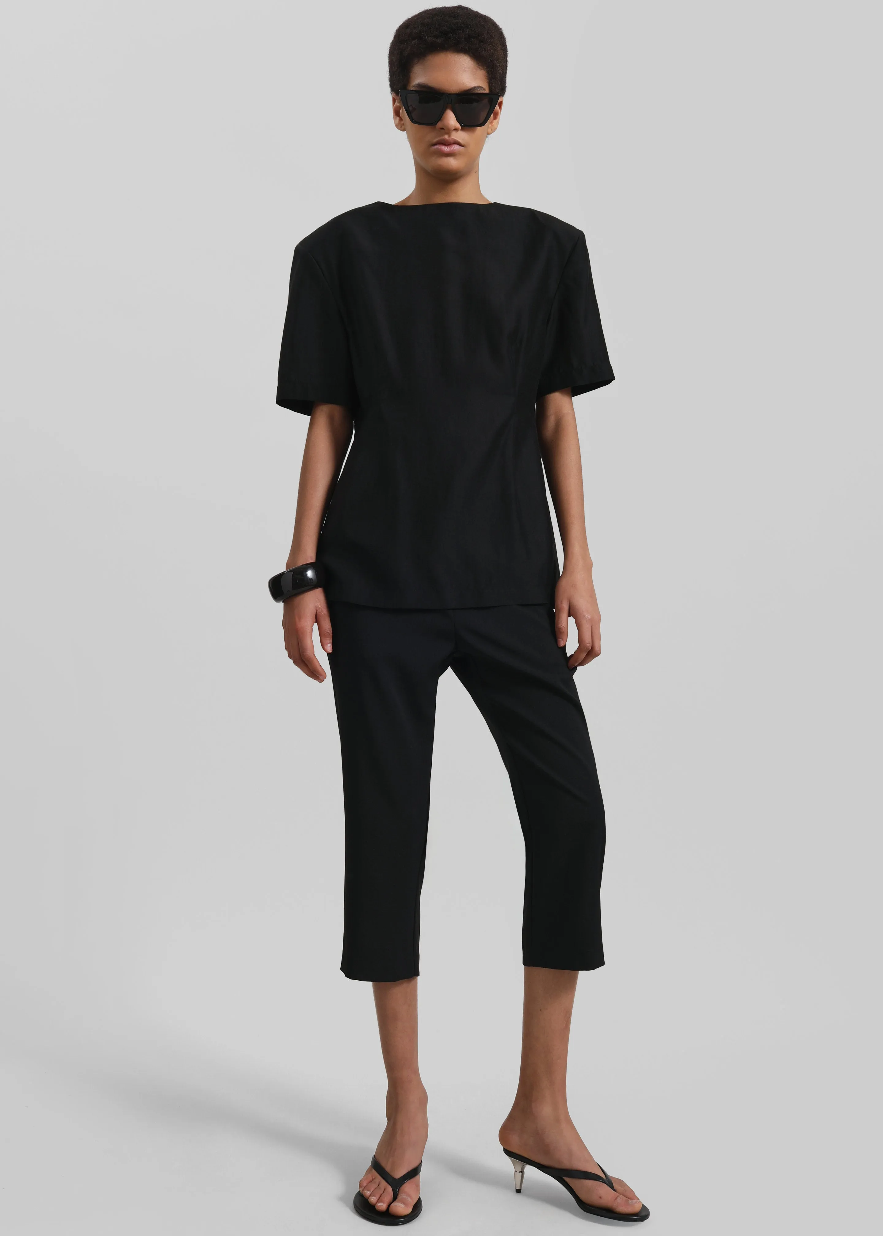 Amomento Silky Oversized Half Shirt - Black sold by Frankie Shop product image thumbnail 4