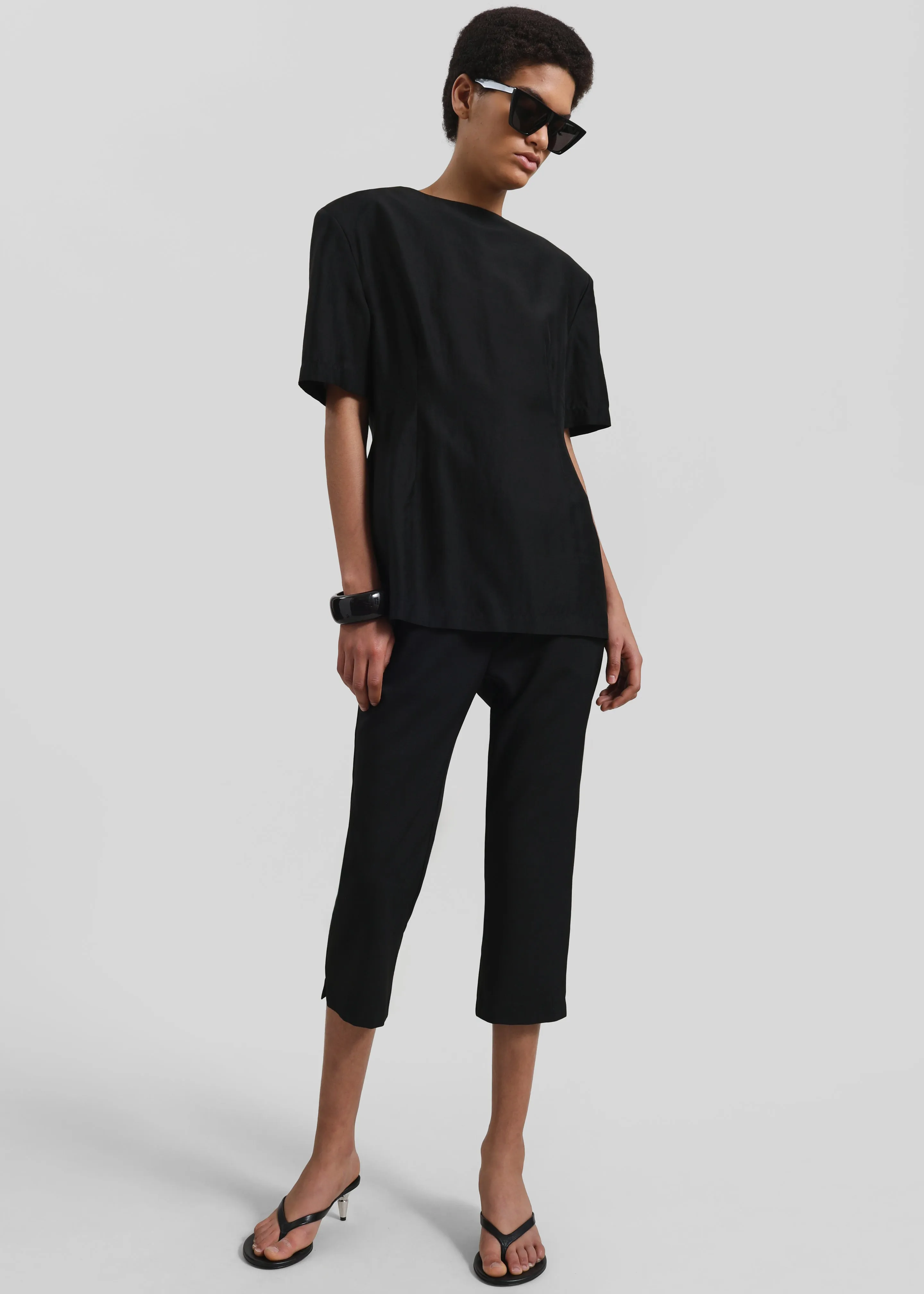 Amomento Silky Oversized Half Shirt - Black sold by Frankie Shop product image thumbnail 2