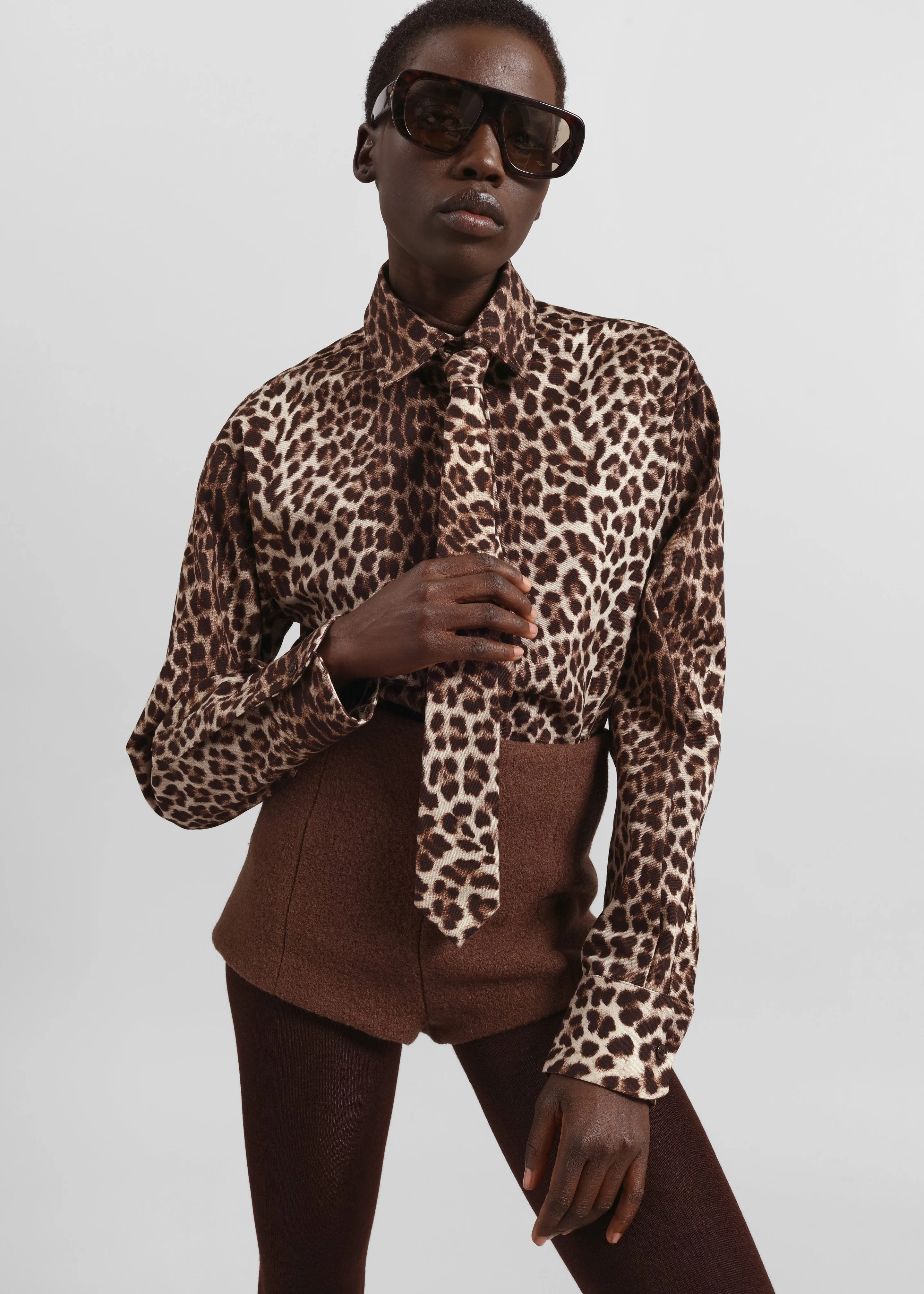 Lui Leopard Print Shirt - Brown sold by Frankie Shop product image thumbnail 3