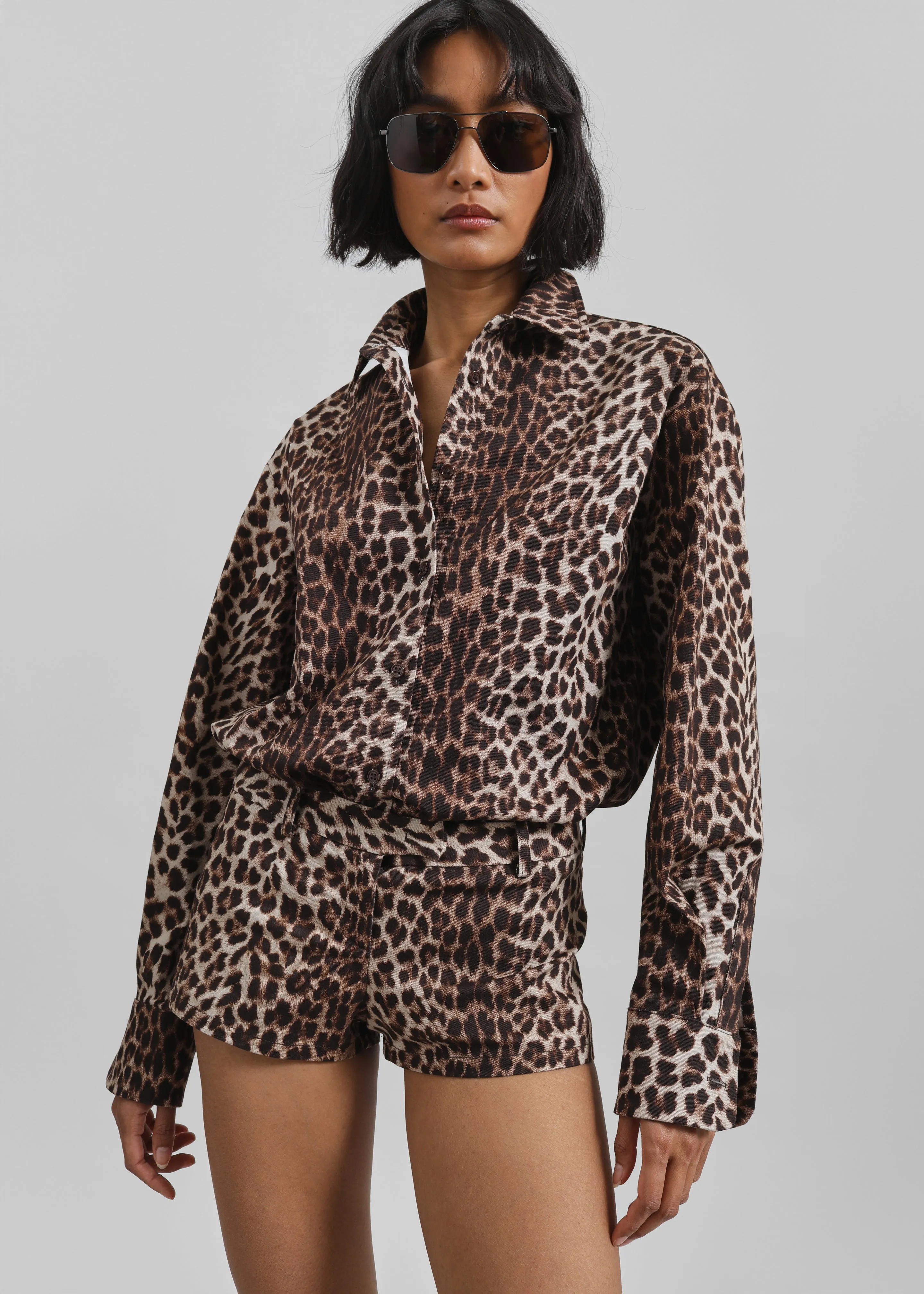 Lui Leopard Print Shirt - Brown sold by Frankie Shop