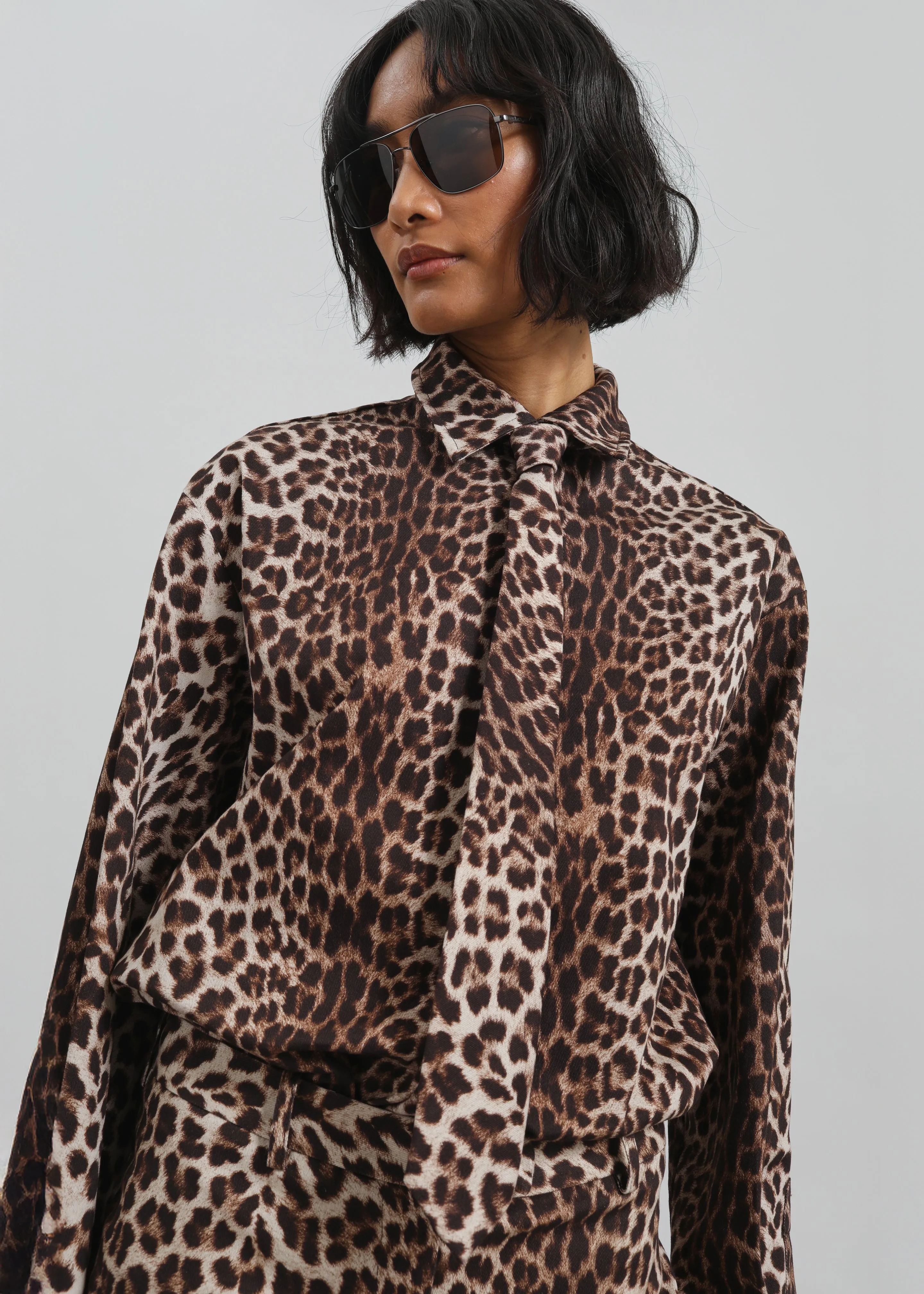 Lene Leopard Print Tie - Brown sold by Frankie Shop product image thumbnail 5