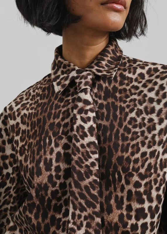 Lene Leopard Print Tie - Brown sold by Frankie Shop