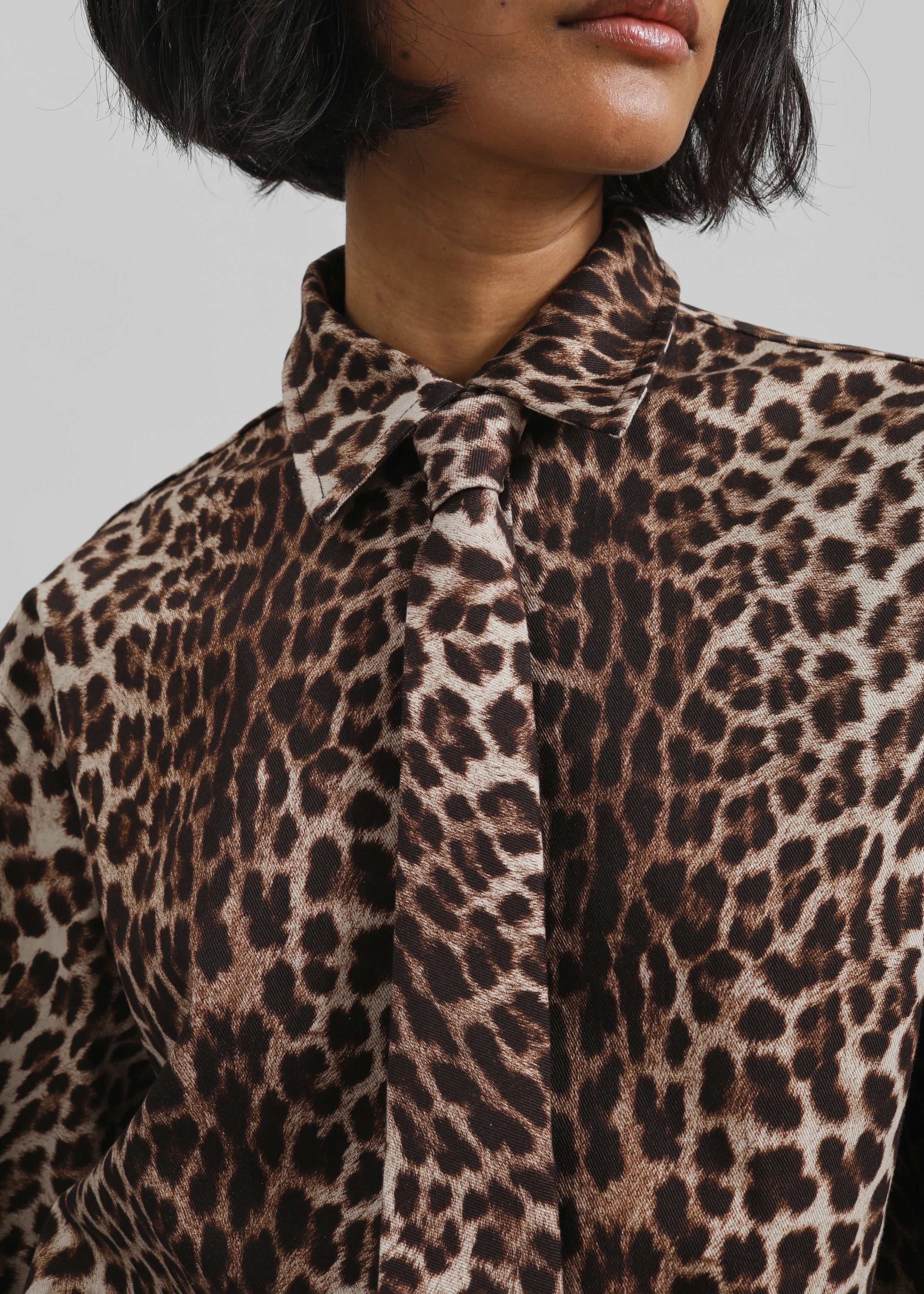 Lene Leopard Print Tie - Brown sold by Frankie Shop