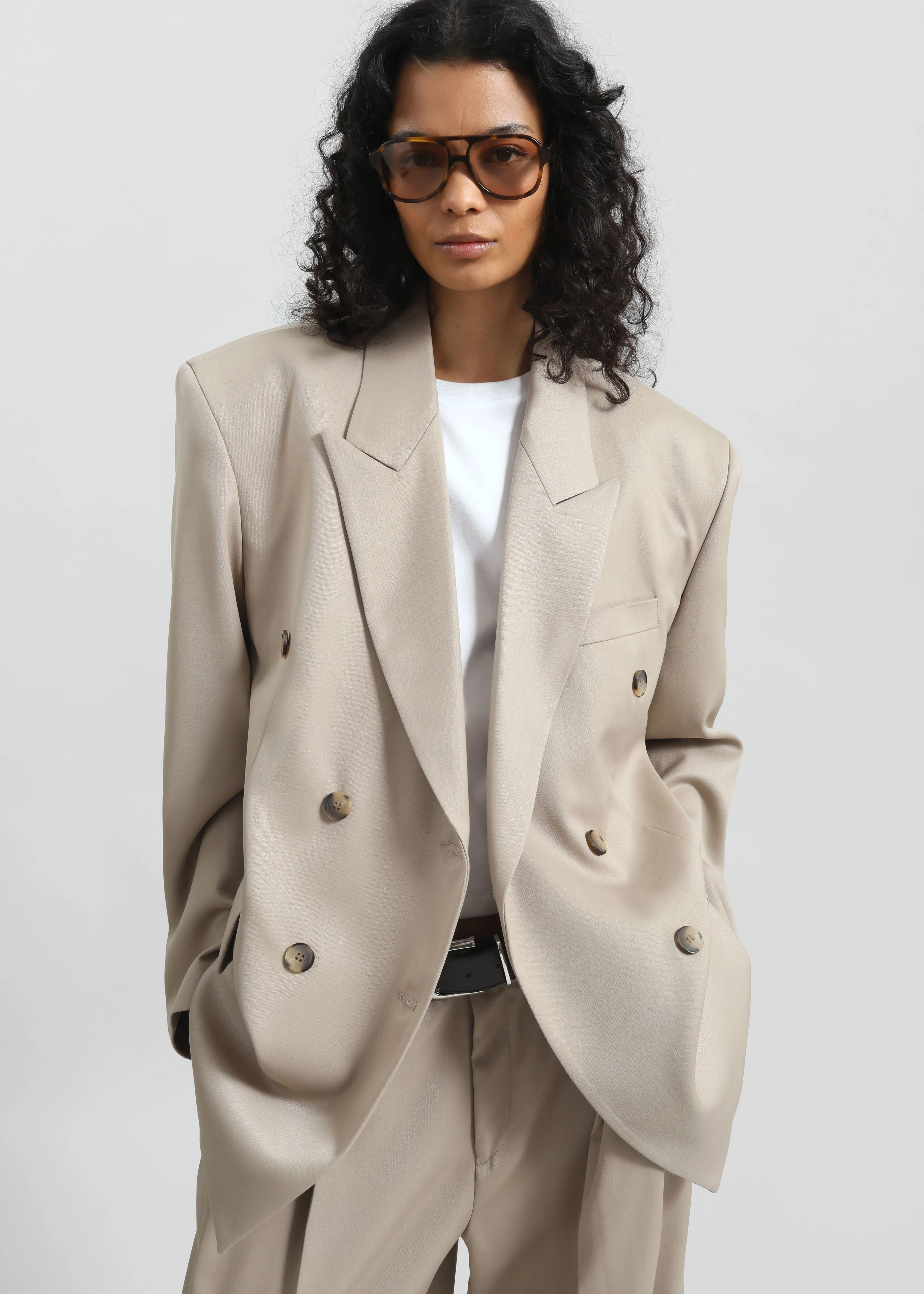 Dunbar Double-Breasted Blazer - Taupe sold by Frankie Shop product image thumbnail 3