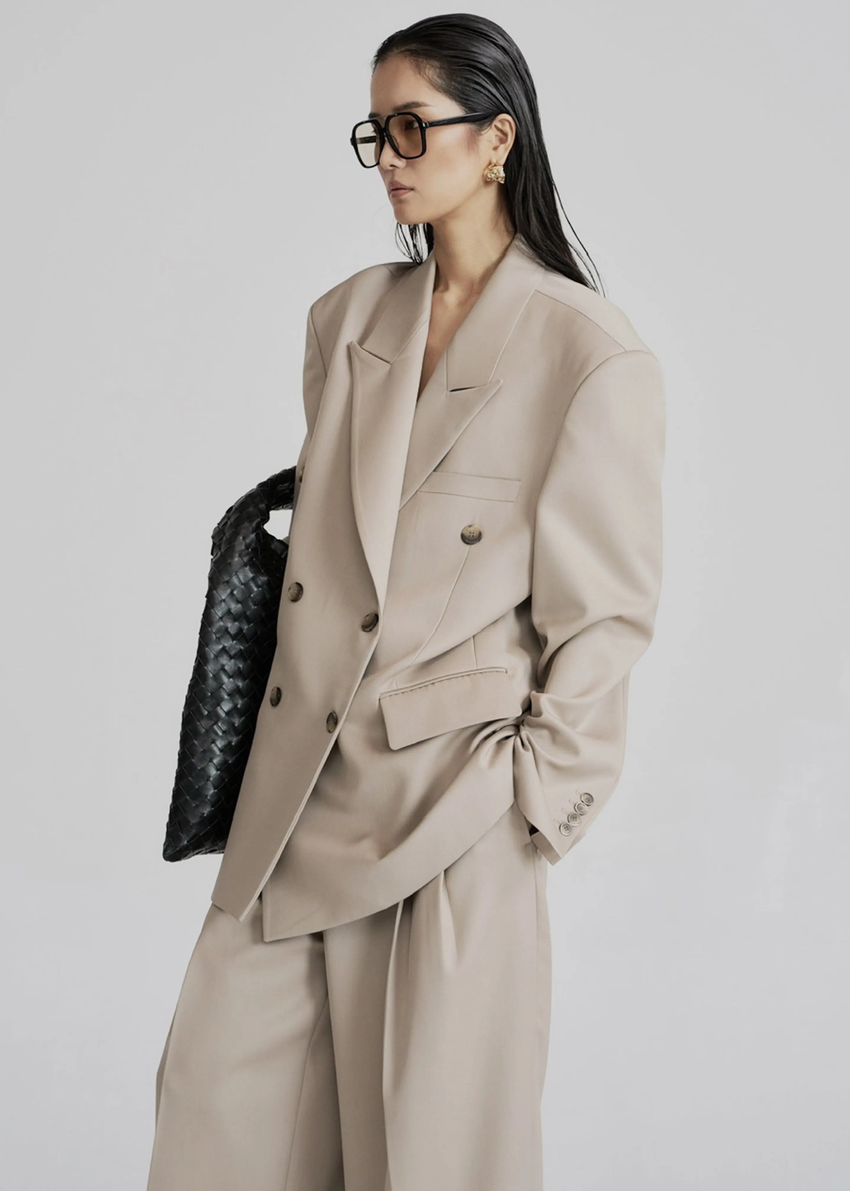 Dunbar Double-Breasted Blazer - Taupe sold by Frankie Shop product image thumbnail 5