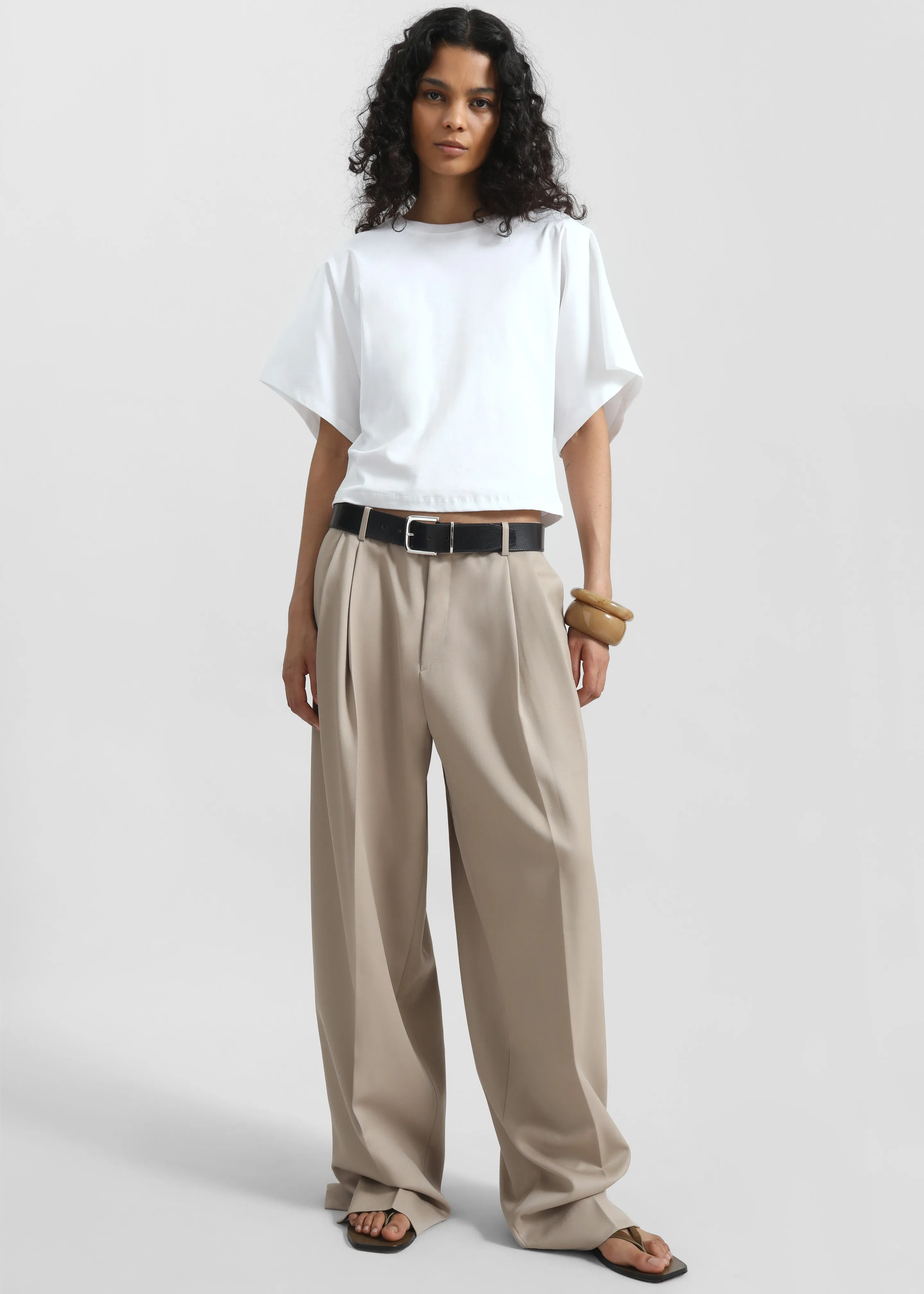 Dunbar Pleated Trousers - Taupe sold by Frankie Shop