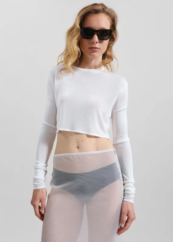 Kazel Cropped Thin Knit Top - White sold by Frankie Shop
