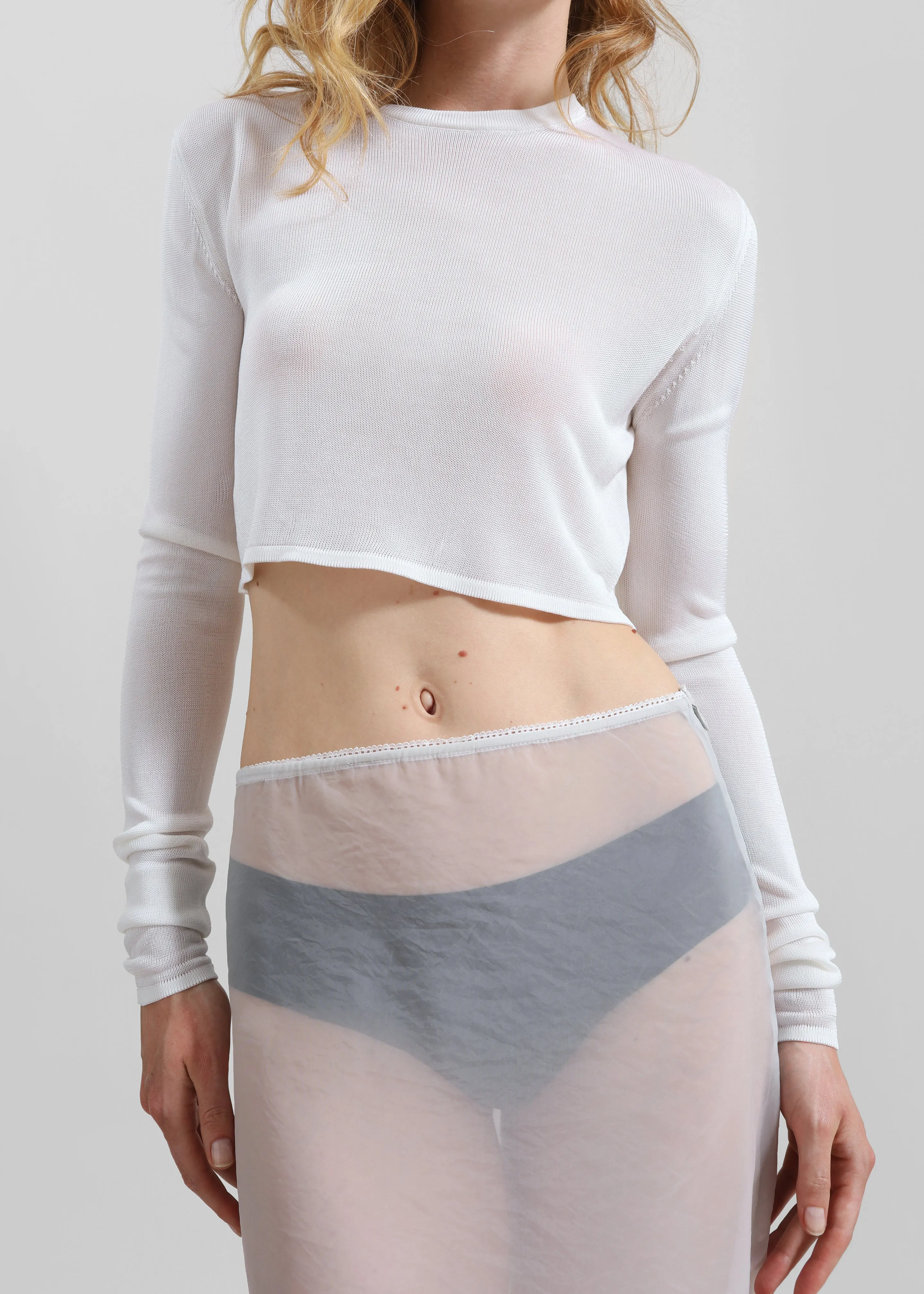 Kazel Cropped Thin Knit Top - White sold by Frankie Shop product image thumbnail 3