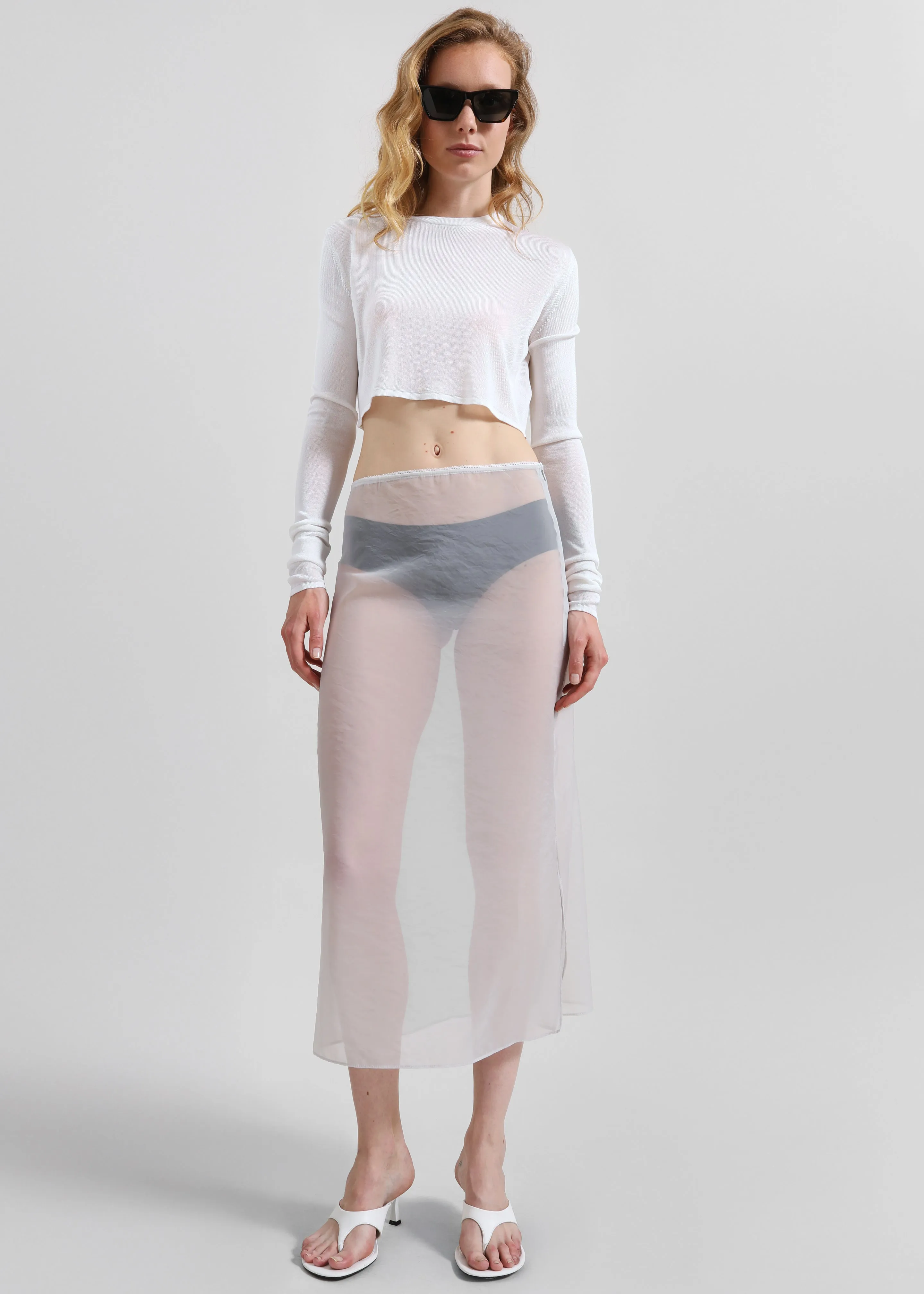 Kazel Cropped Thin Knit Top - White sold by Frankie Shop product image thumbnail 4
