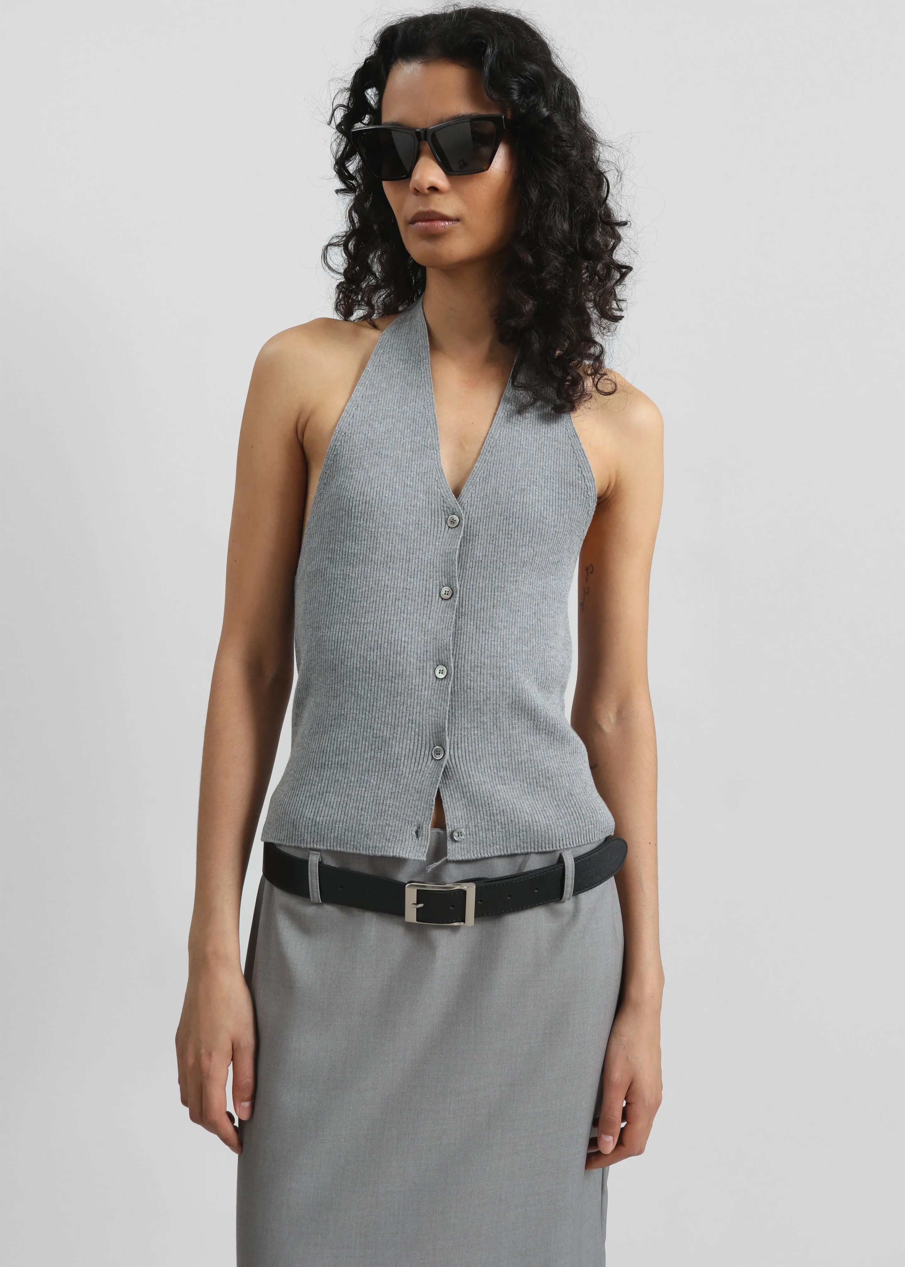 Himi Knit Halter Top - Grey sold by Frankie Shop product image thumbnail 5