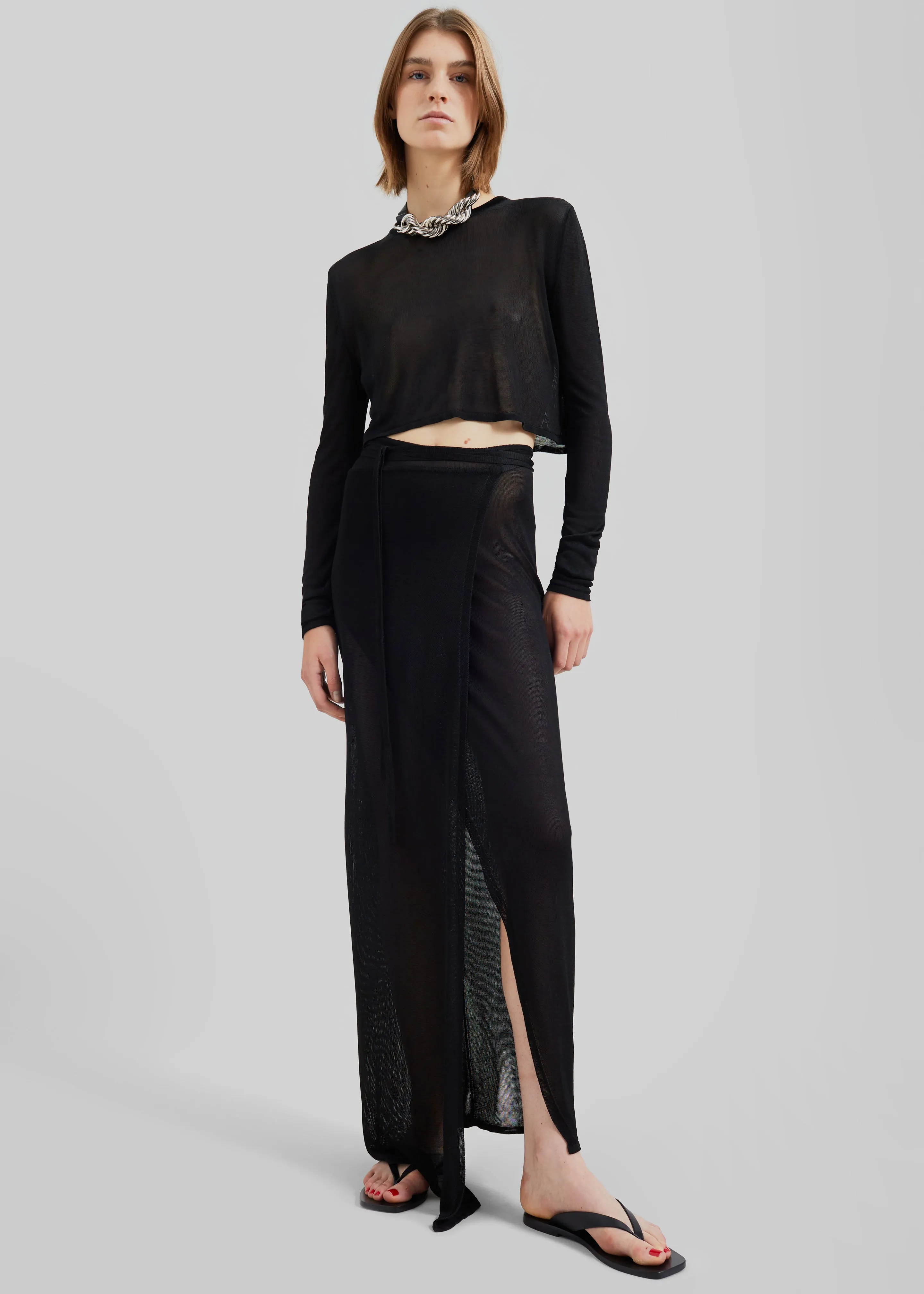 Kazel Cropped Thin Knit Top - Black sold by Frankie Shop product image thumbnail 4