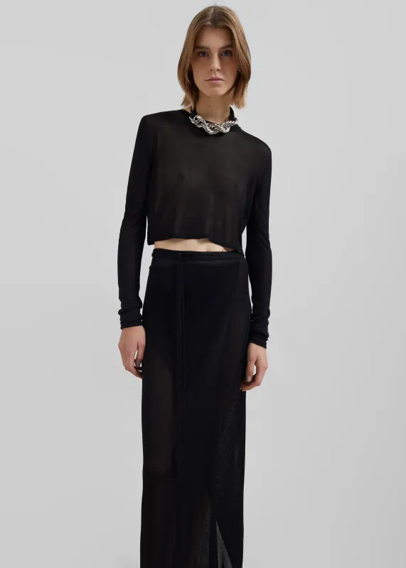 Kazel Cropped Thin Knit Top - Black sold by Frankie Shop