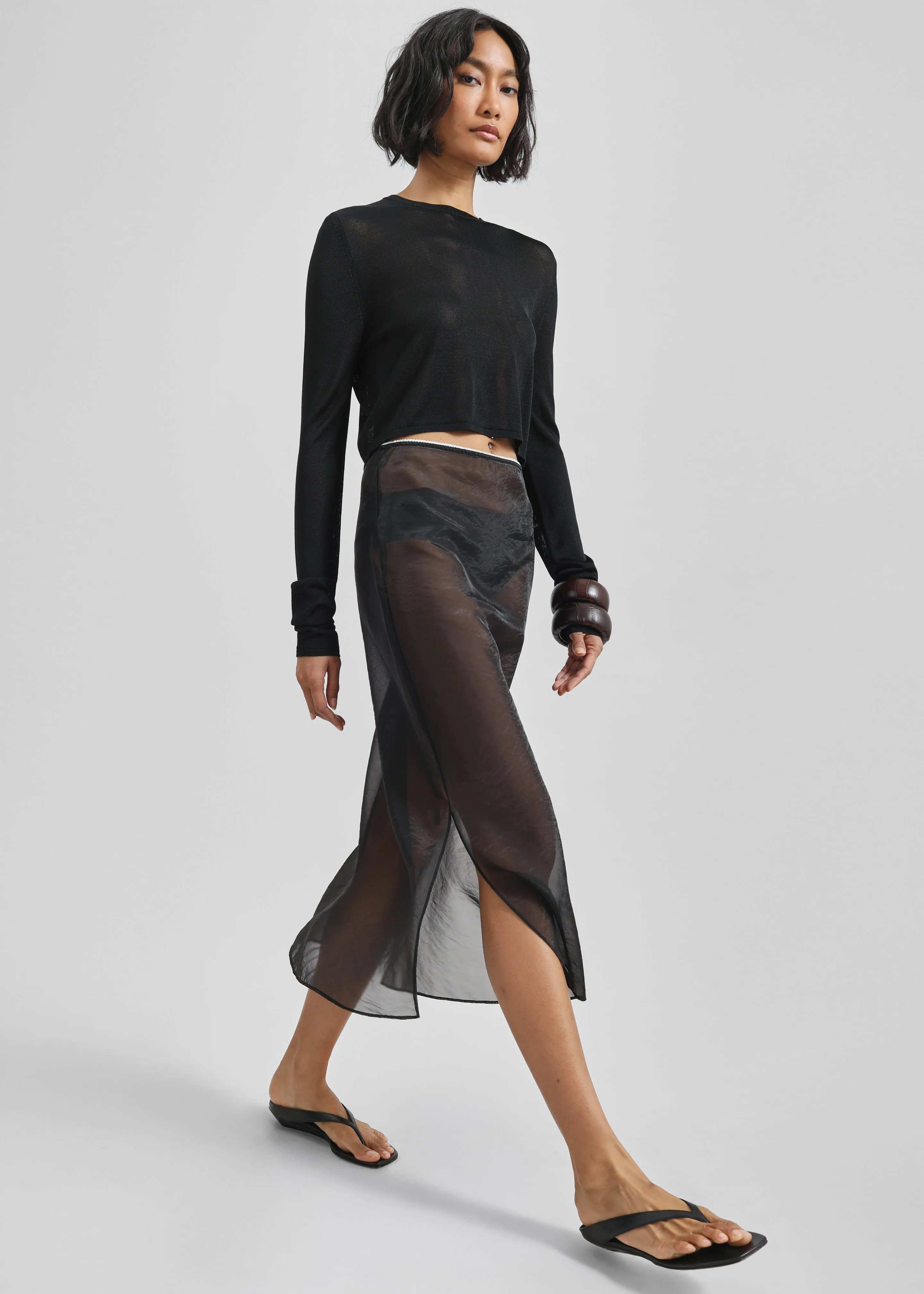 Kazel Cropped Thin Knit Top - Black sold by Frankie Shop product image thumbnail 3