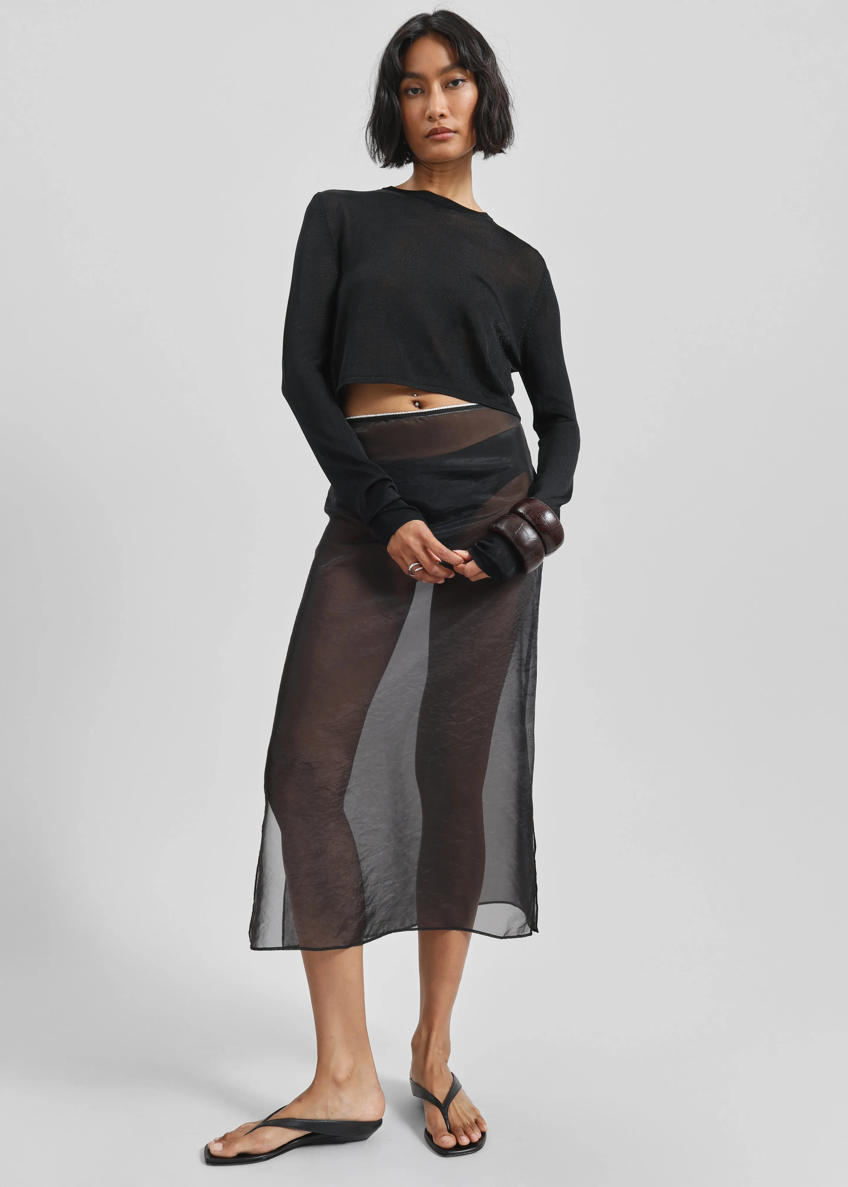 Kazel Cropped Thin Knit Top - Black sold by Frankie Shop product image thumbnail 5