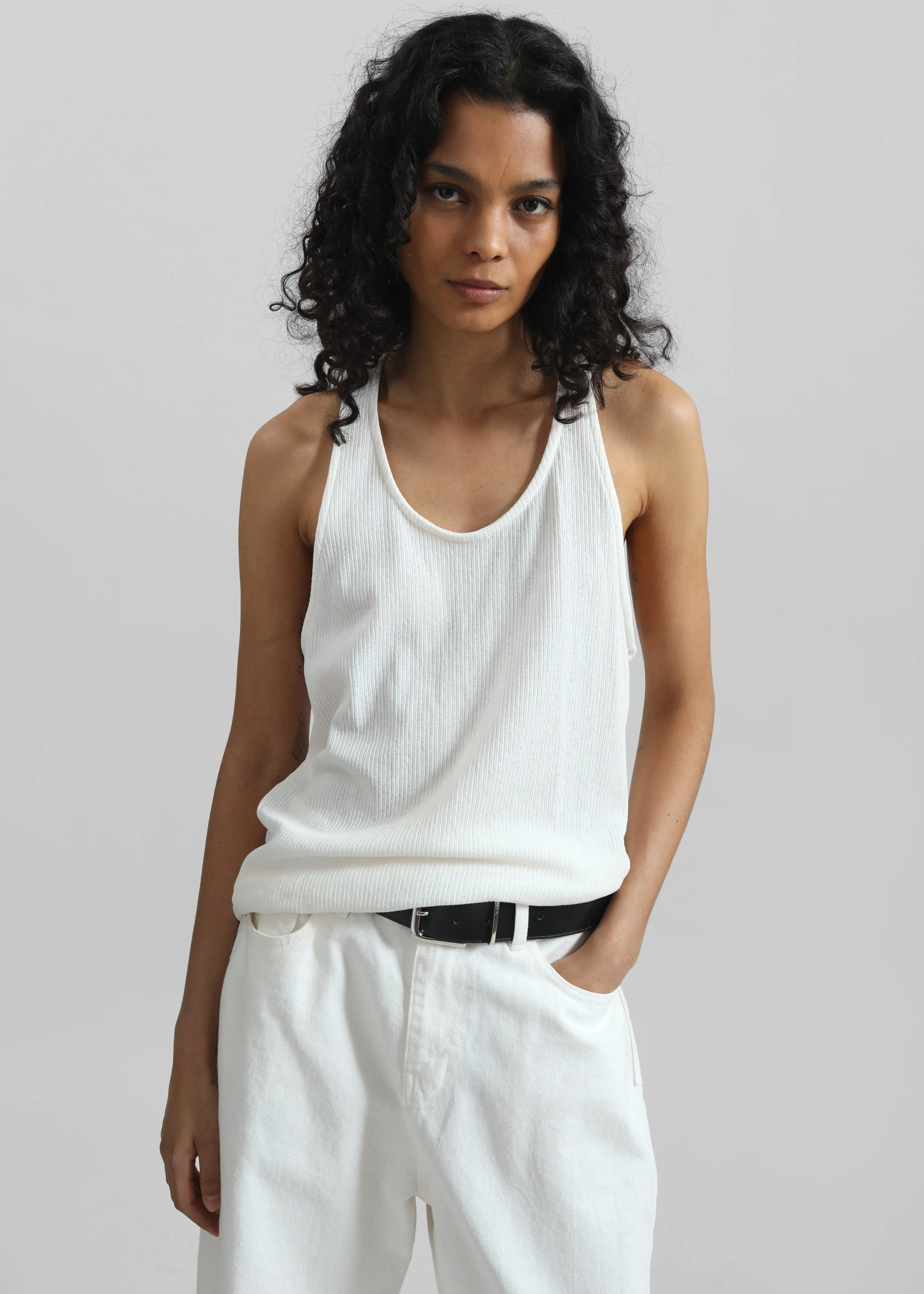 Nox Ribbed Tank Top - White sold by Frankie Shop product image thumbnail 3