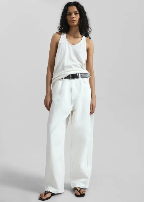 Nox Ribbed Tank Top - White sold by Frankie Shop