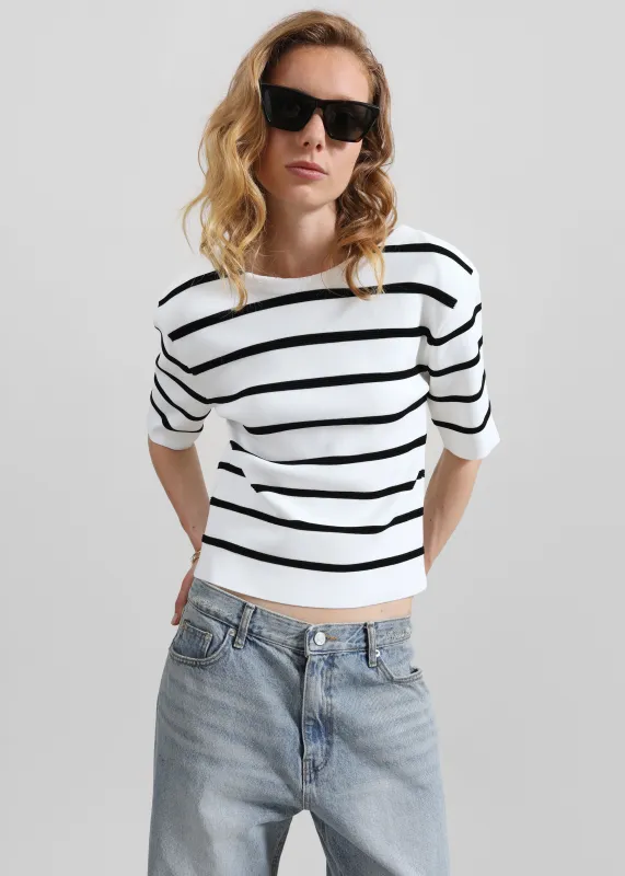 Braye Padded Knit Top - White/Black Stripe sold by Frankie Shop