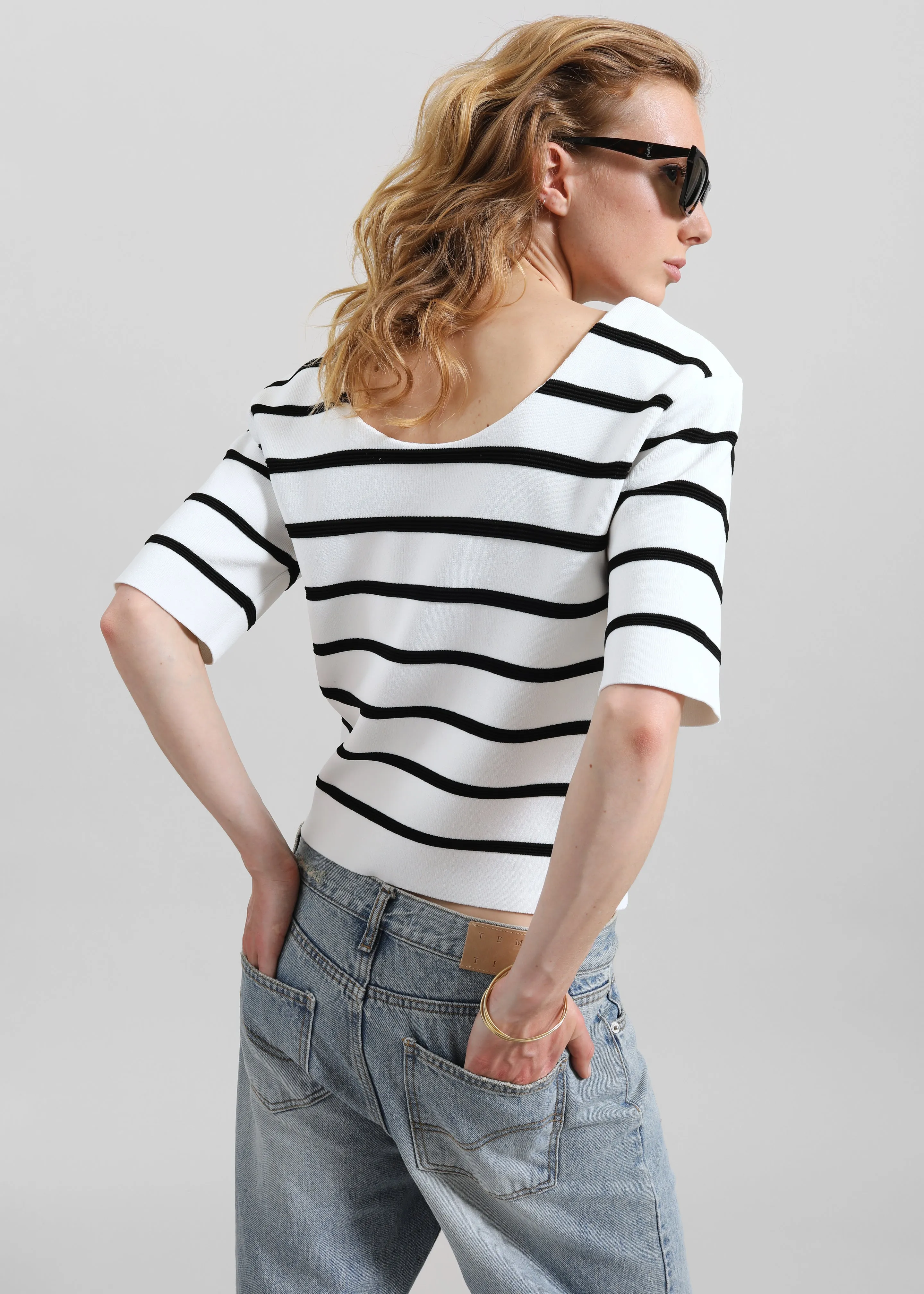 Braye Padded Knit Top - White/Black Stripe sold by Frankie Shop product image thumbnail 5