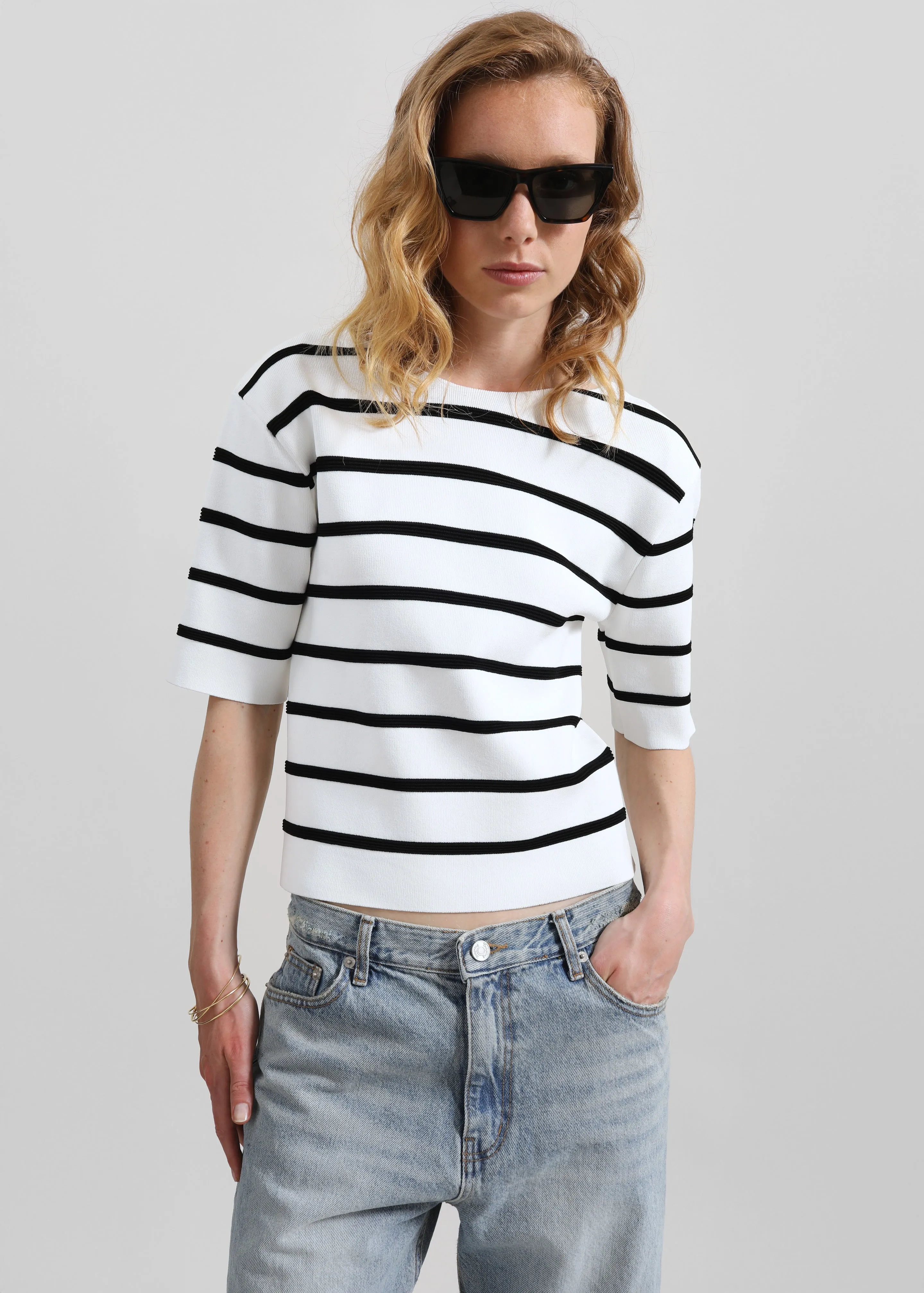 Braye Padded Knit Top - White/Black Stripe sold by Frankie Shop product image thumbnail 3