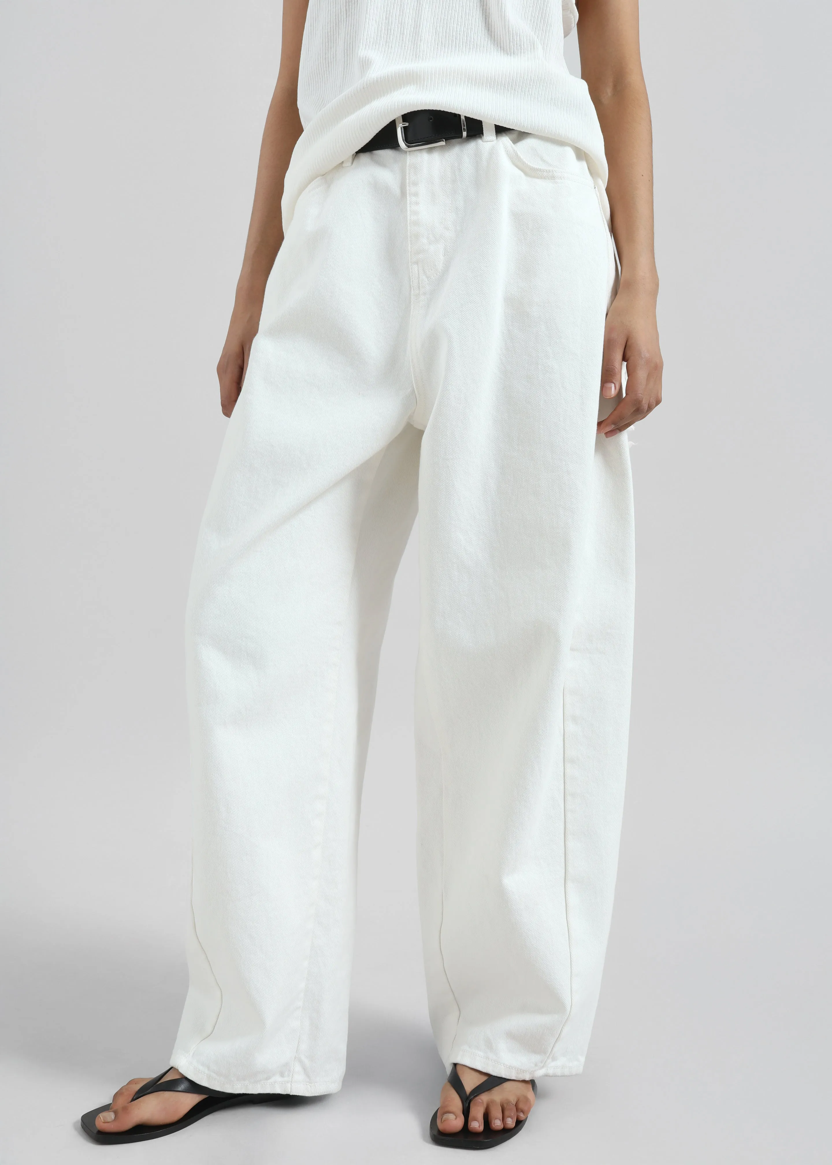 Halgar Frayed Seam Barrel-Leg Jeans - White sold by Frankie Shop product image thumbnail 3
