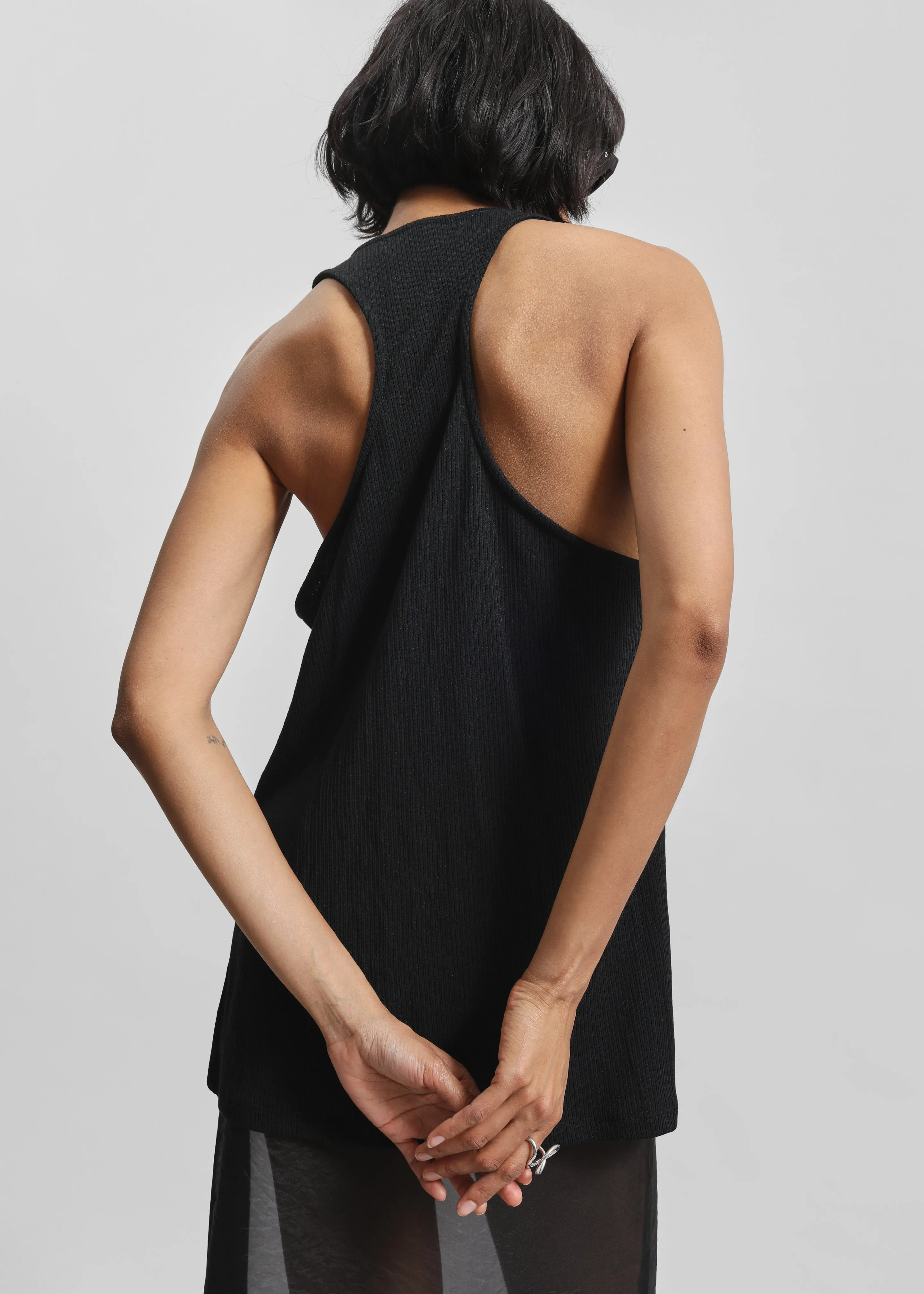 Nox Ribbed Tank Top - Black sold by Frankie Shop