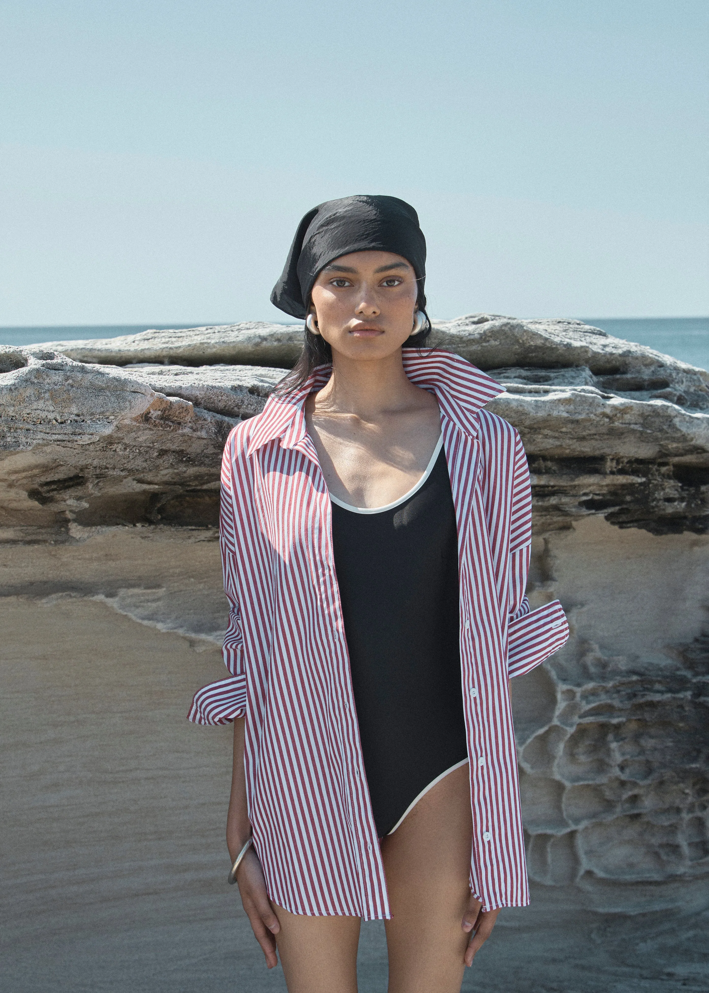 Solaqua Franca Striped Shirt - Red/White sold by Frankie Shop