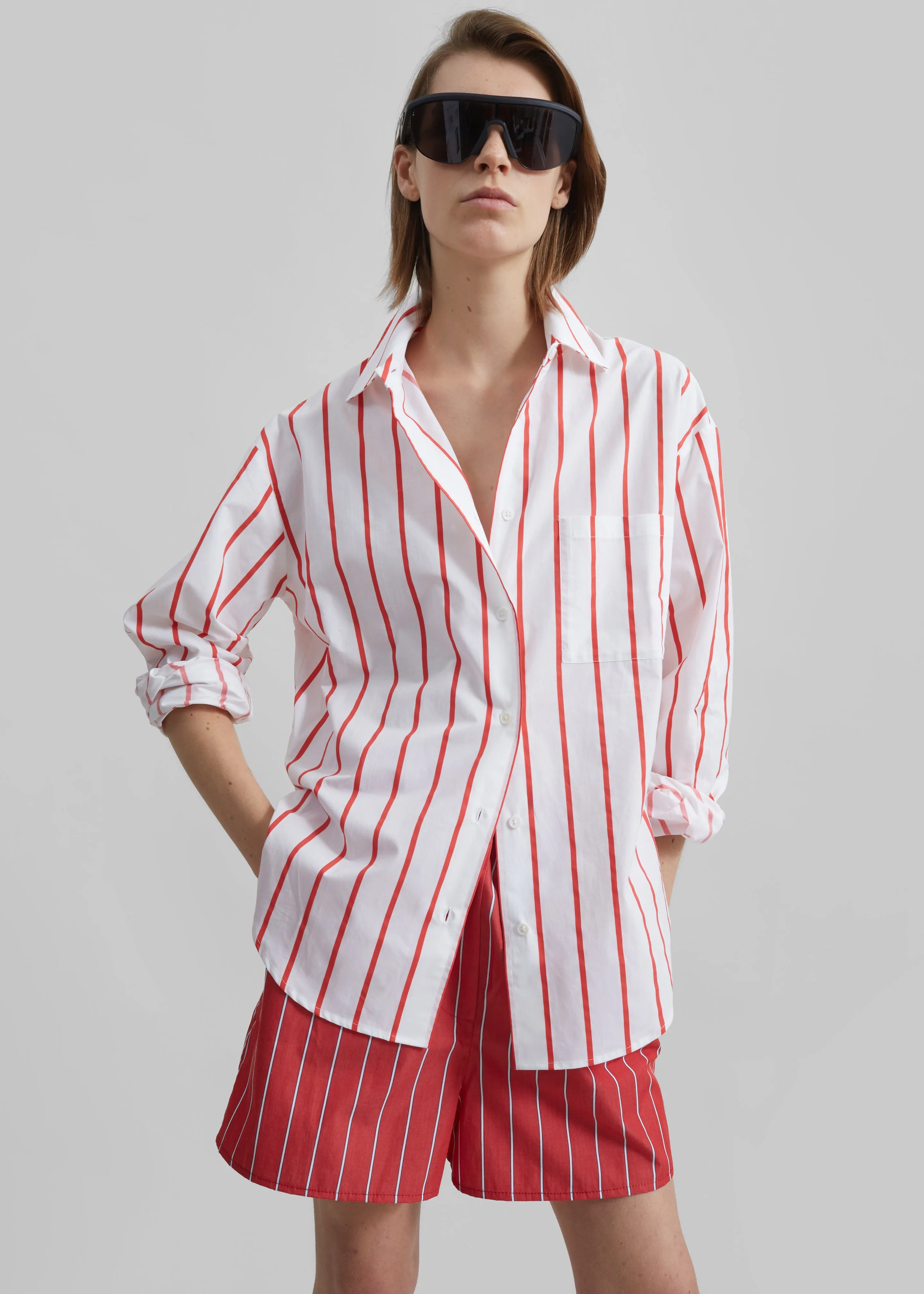 Lui Striped Cotton Boxer Shorts - Red/White Stripe sold by Frankie Shop product image thumbnail 5