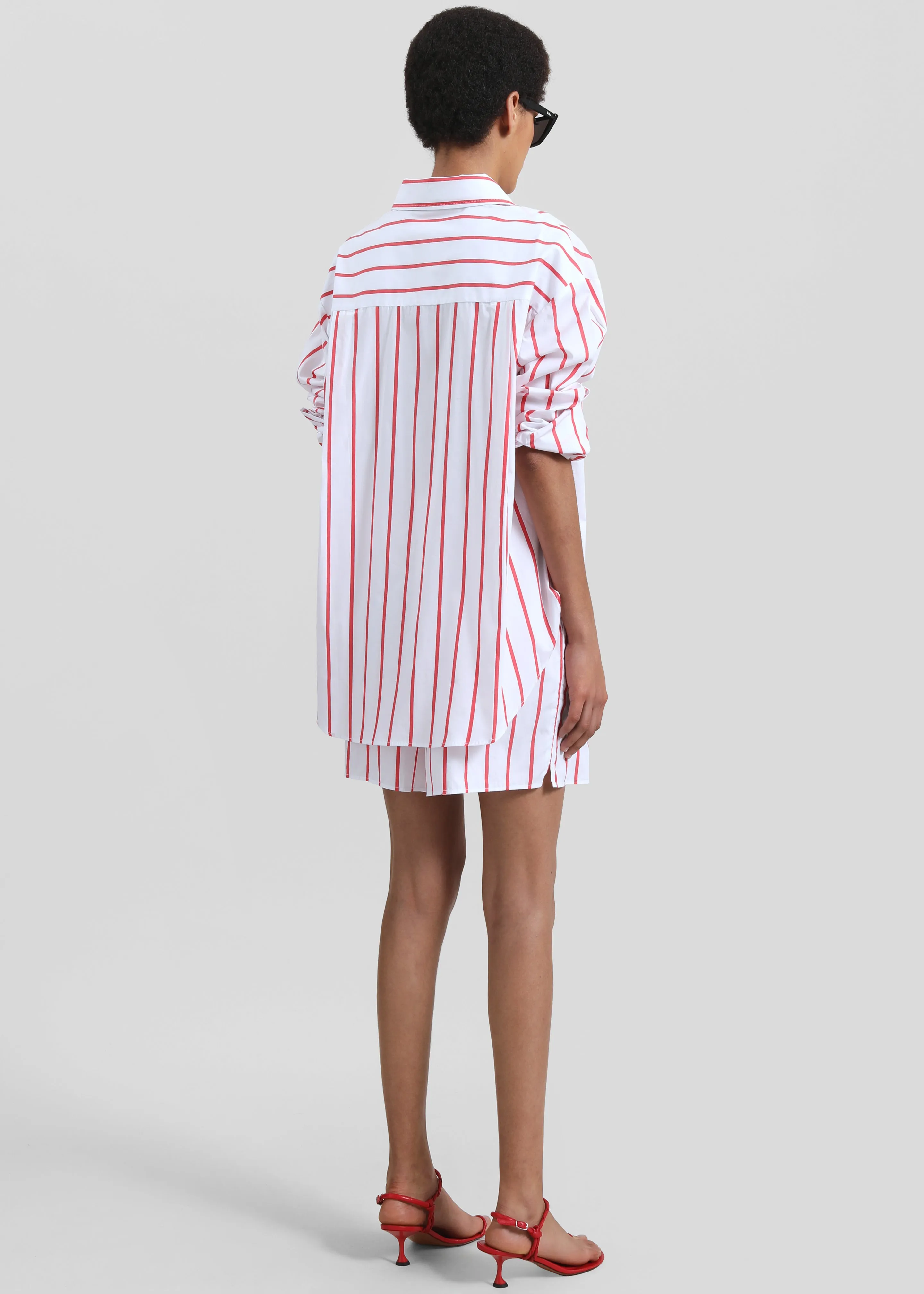 Lui Striped Cotton Boxer Shorts - White/Red Stripe sold by Frankie Shop product image thumbnail 4