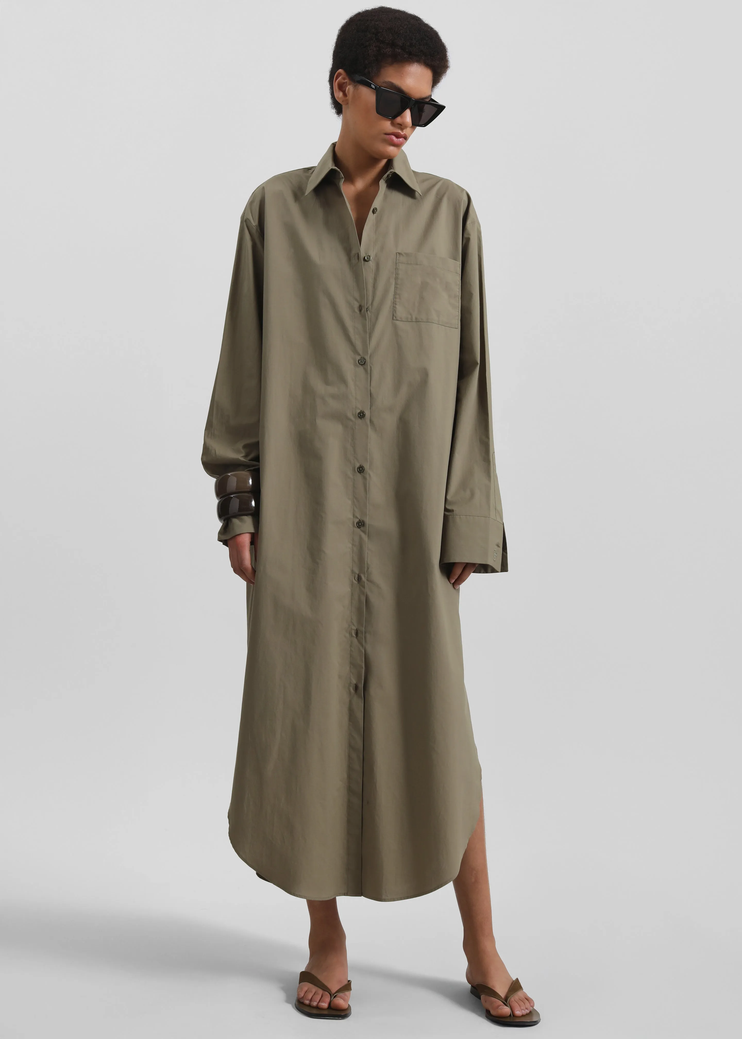 Helena Shirt Dress - Khaki sold by Frankie Shop product image thumbnail 3