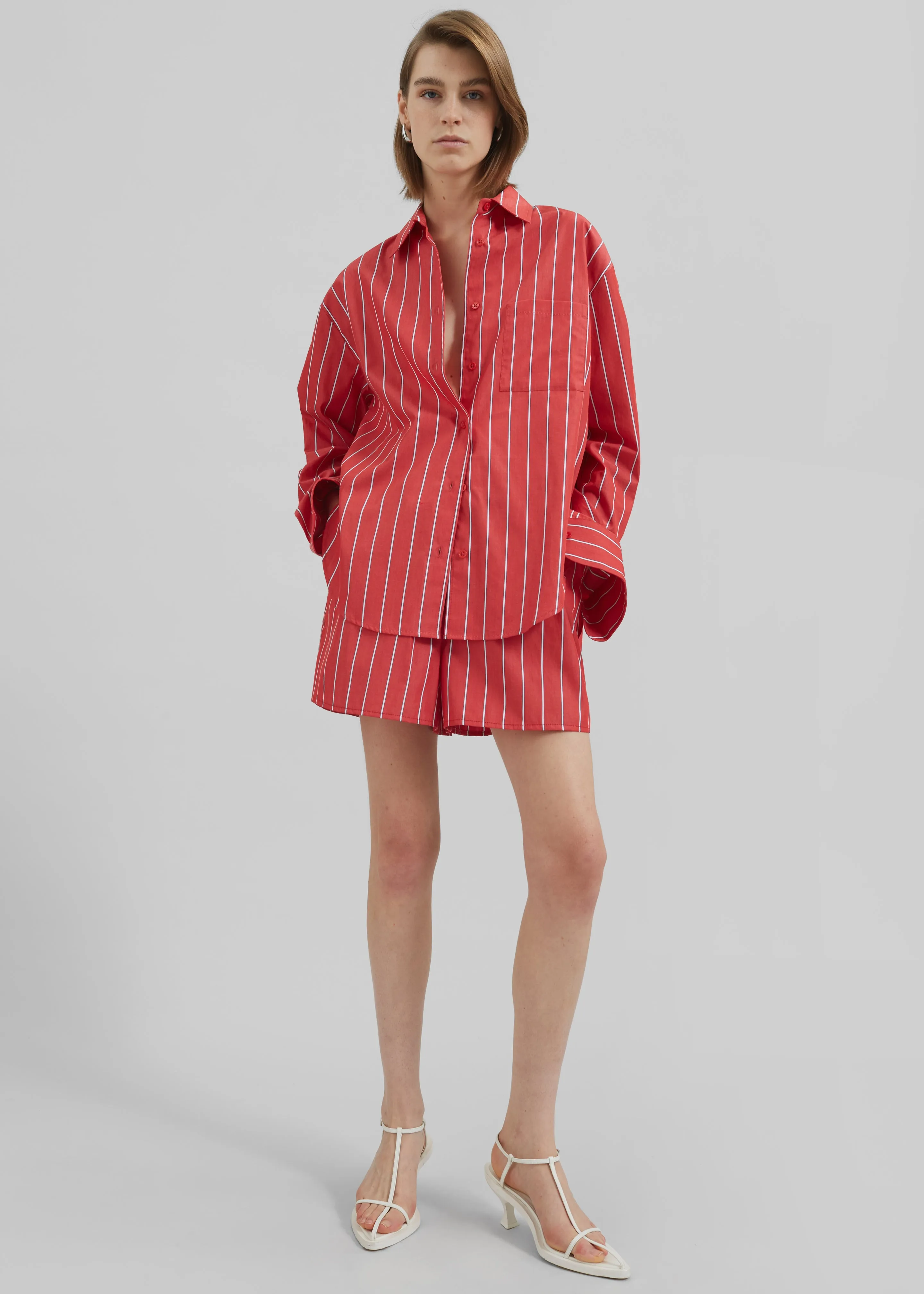 Lui Striped Cotton Shirt - Red/White Stripe sold by Frankie Shop
