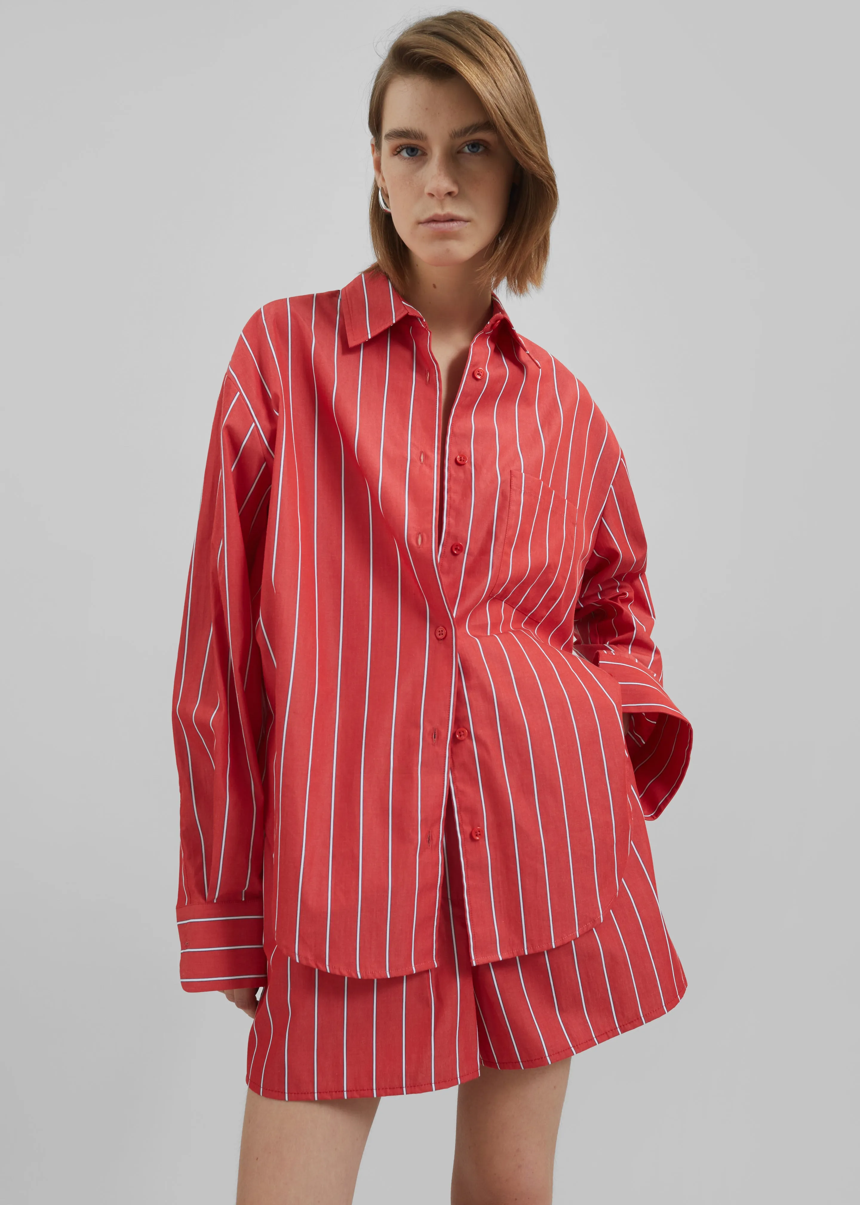 Lui Striped Cotton Shirt - Red/White Stripe sold by Frankie Shop product image thumbnail 2